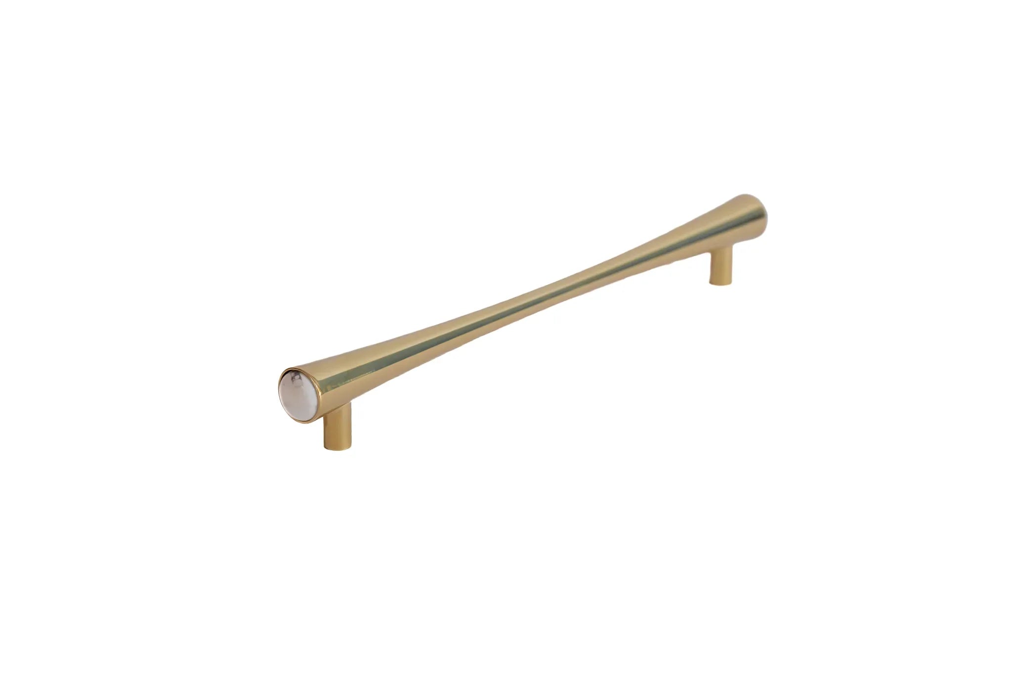 Mantara Palazzo Handle M-0014 is a modern marble & brass handle in gold+white, ideal for kitchen & dresser drawers.