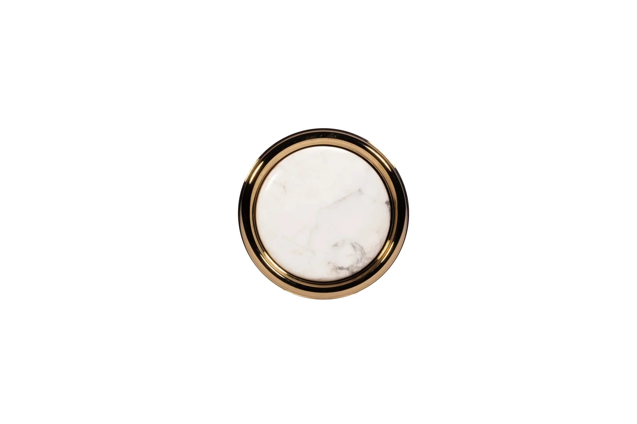 Mantara Palazzo Handle M-0014 is a modern marble & brass knob in gold+white, ideal for kitchen & dresser drawers.
