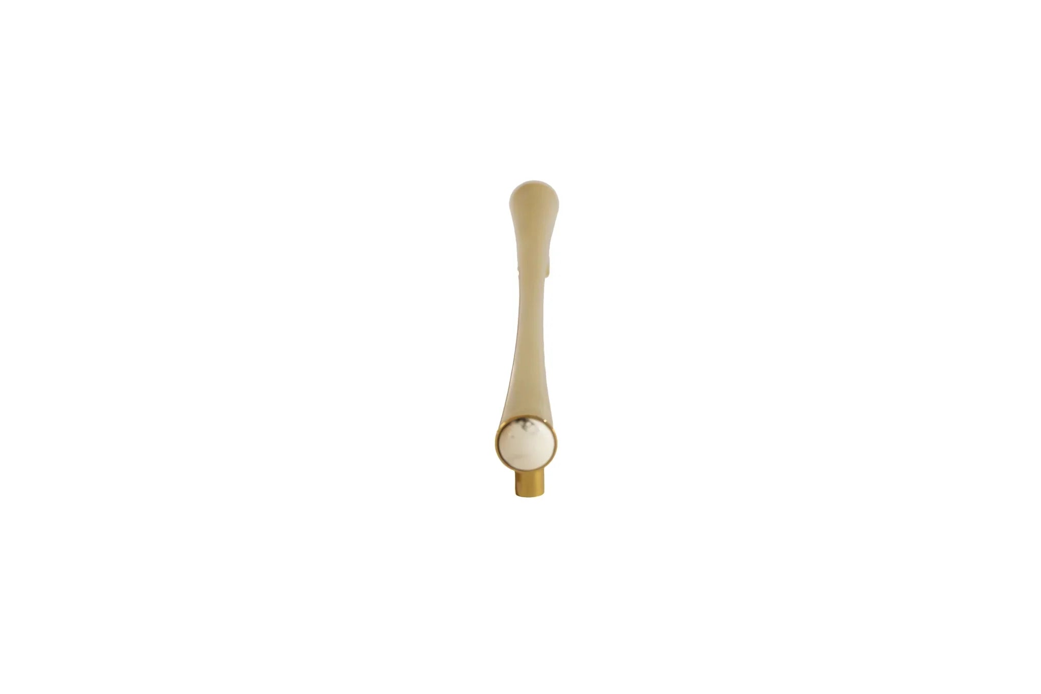 Mantara Palazzo Handle M-0014 is a modern marble & brass handle in gold+white, ideal for kitchen & dresser drawers.
