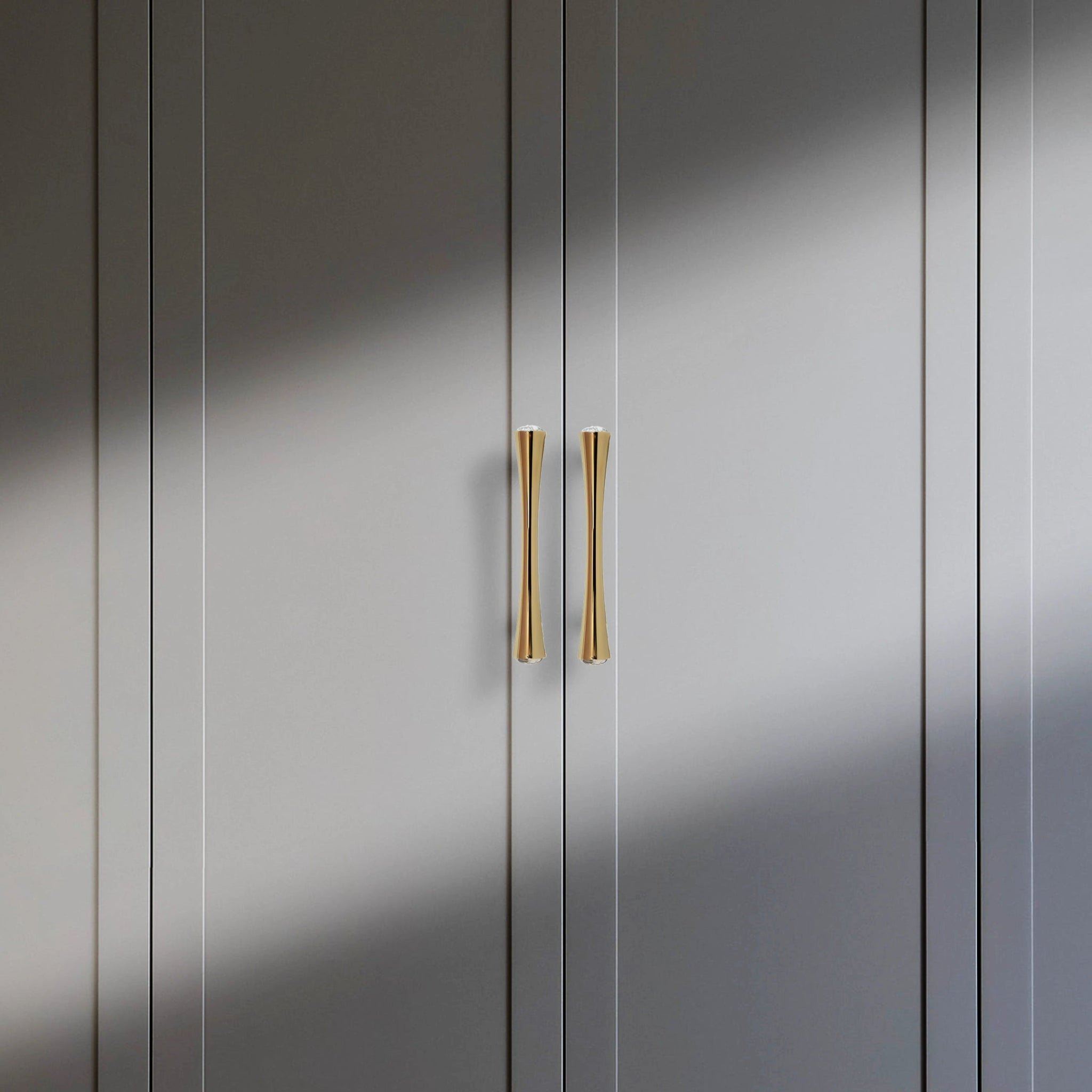 Palazzo Handle M-0014 in white marble & gold brass, glossy finish, sizes 30–267mm, for drawers by Mantara