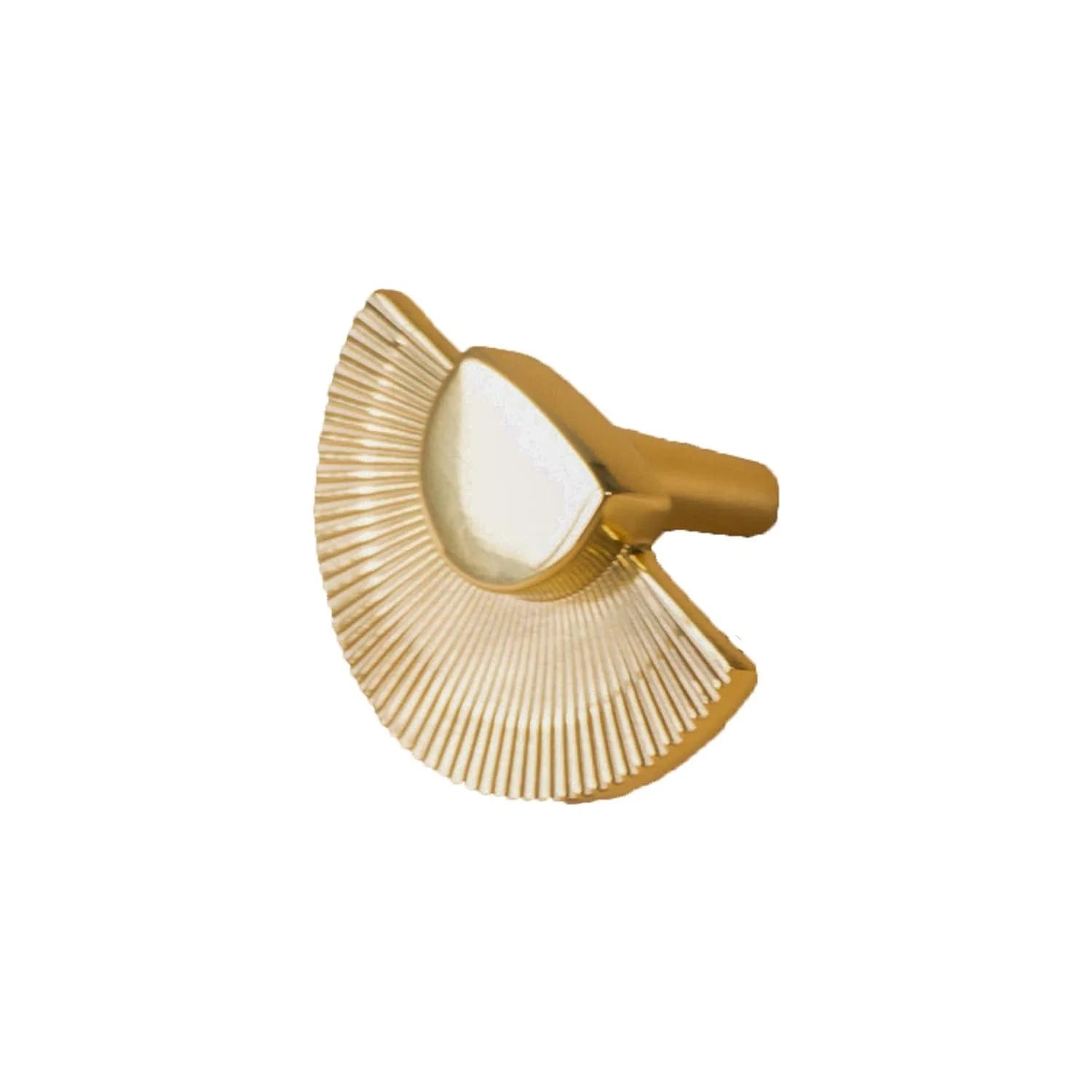 Mantara Palm Knob B-0085 is a modern polished brass knob in gold, perfect for doors, cabinets, and wardrobes.