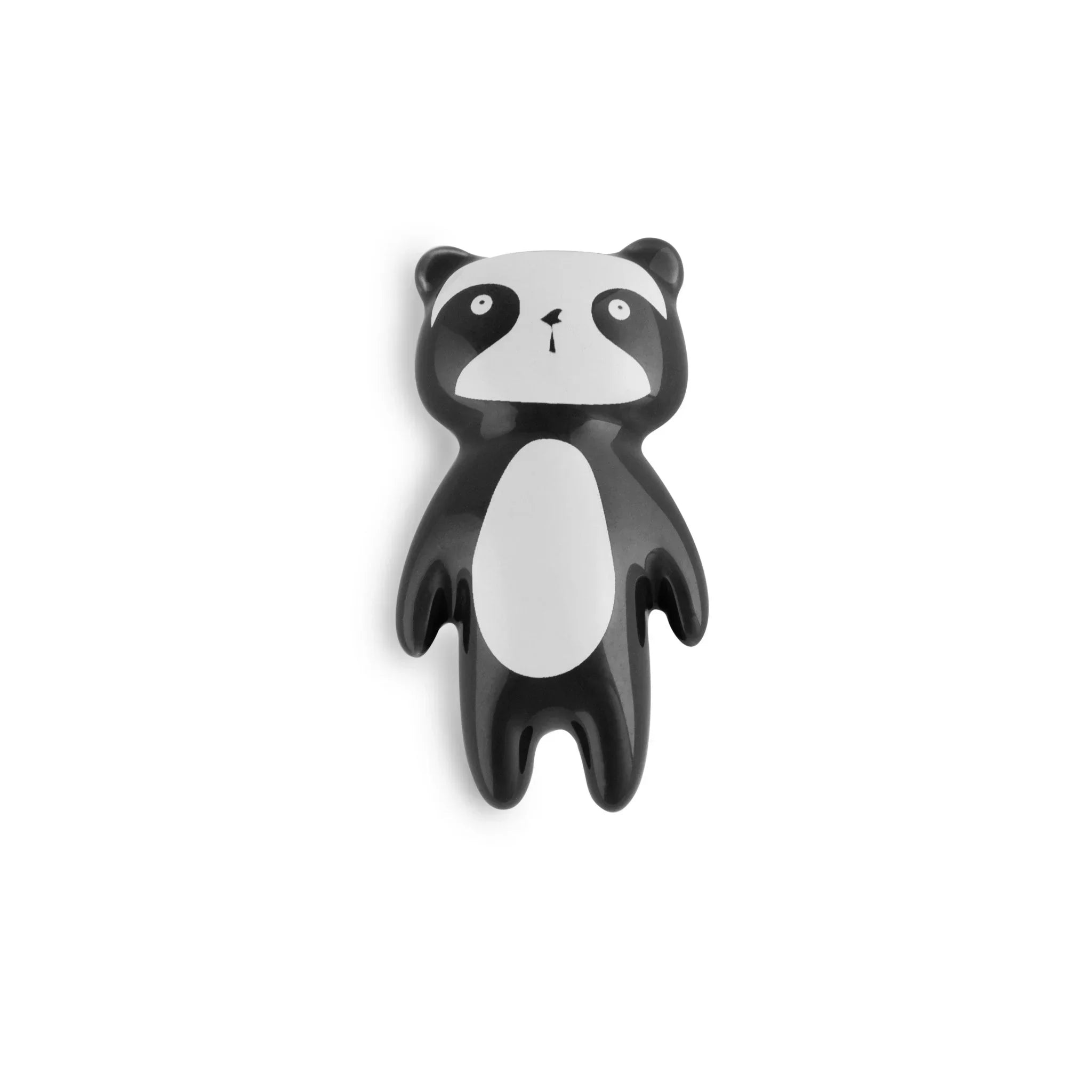 The Mantara CR-0001-Panda Knob is a modern black ceramic knob with a polished finish, perfect for wardrobes, drawers, cabinets, and kids&