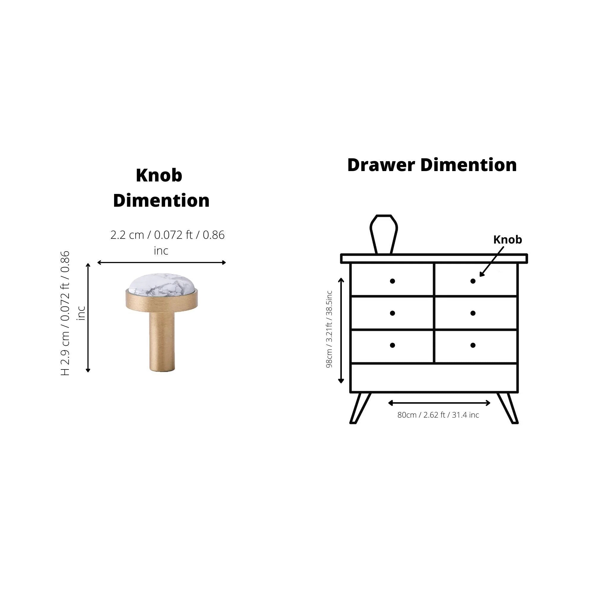 The Mantara M-0005 Pearlescent Knob is a modern brass and marble knob in white pine, ideal for wardrobes and cabinets.