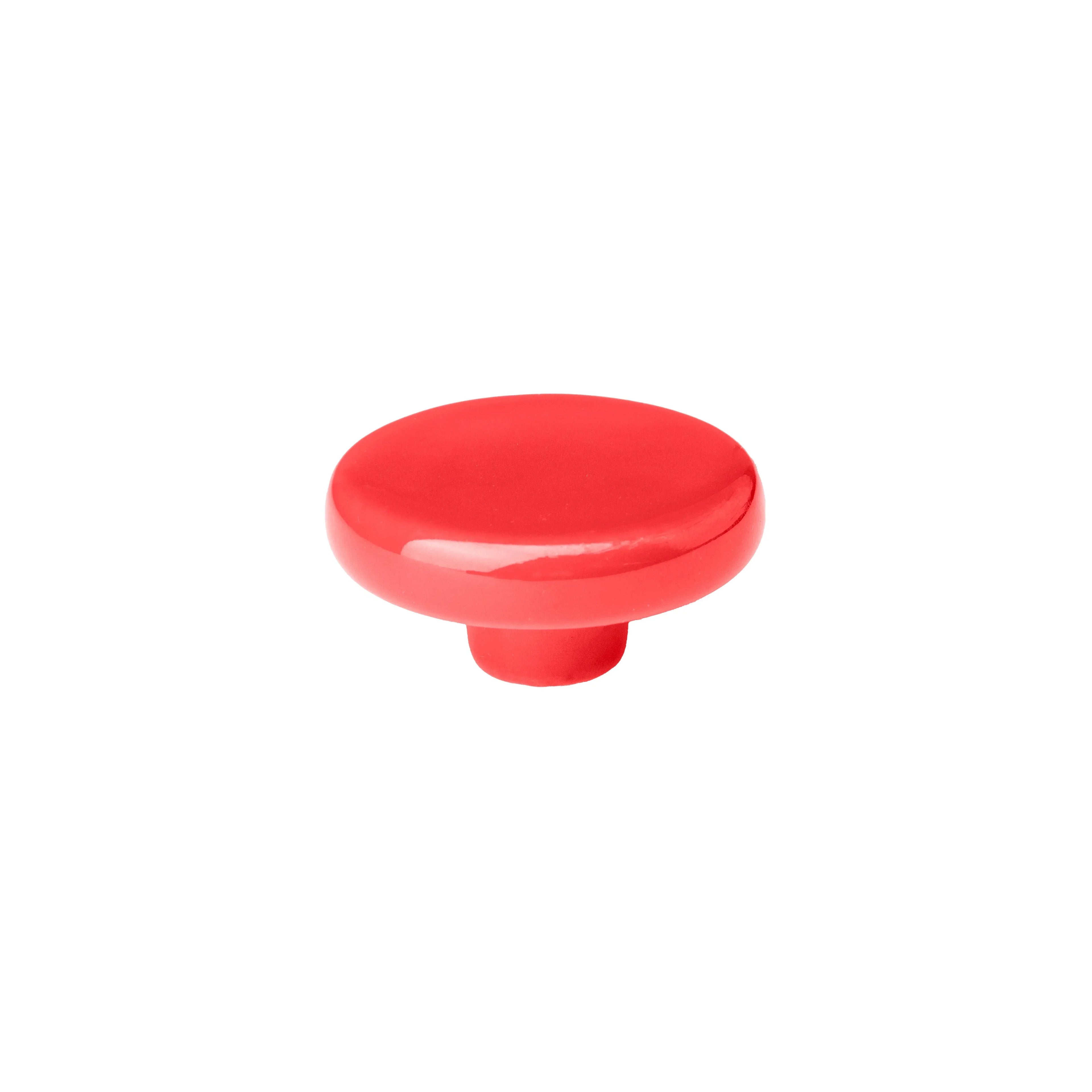 The Mantara CR-0005 Pebble Knob is a modern ceramic knob in red with a polished finish, ideal for wardrobes and drawers.