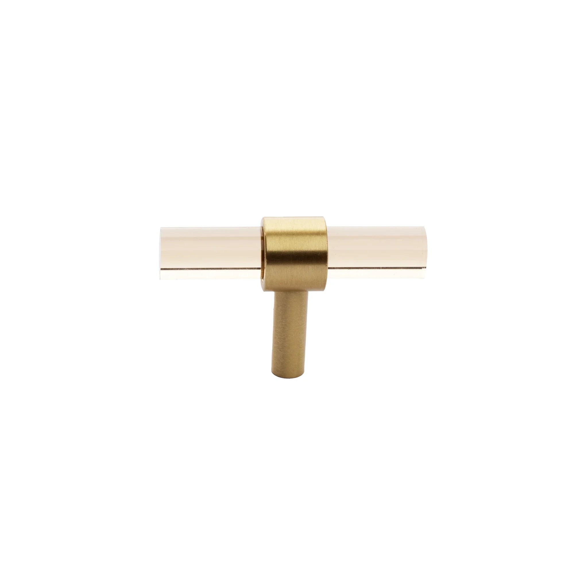 Acrylic and brass T-bar handle in dark brown finish by Mantara, Petra I Handle with A-0007, door handle and wardrobe handle