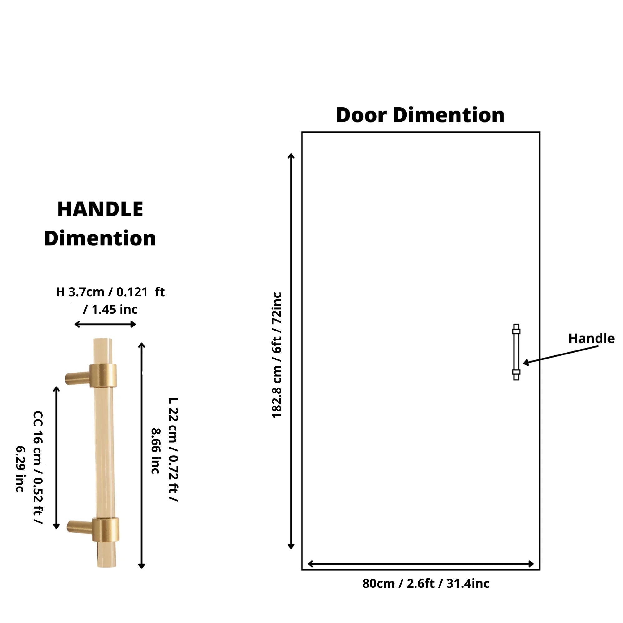 Acrylic and brass handle in dark brown finish by Mantara, Petra I Handle with A-0007, door handle and wardrobe handle