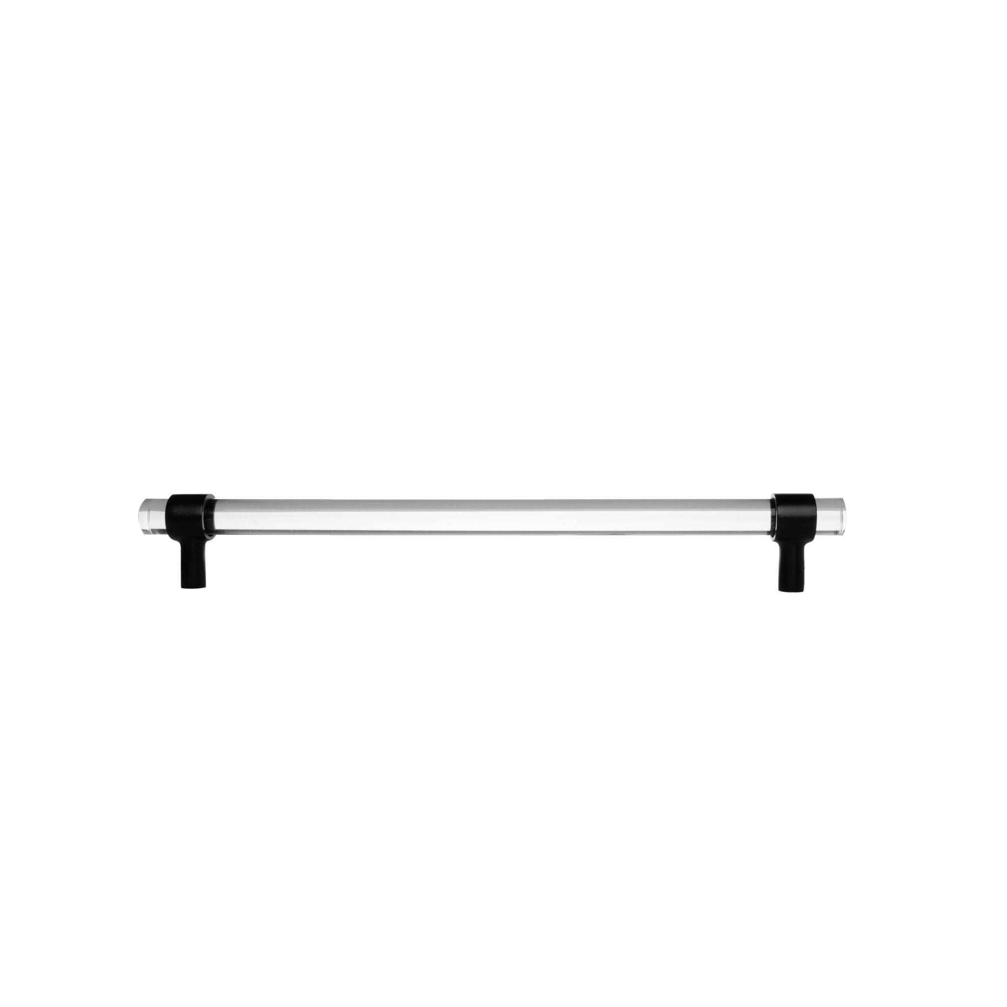 An elegant cabinet bar handle, Petra IV crafted from acrylic in polished black finish, model A-0010 by Mantara, A-0010.