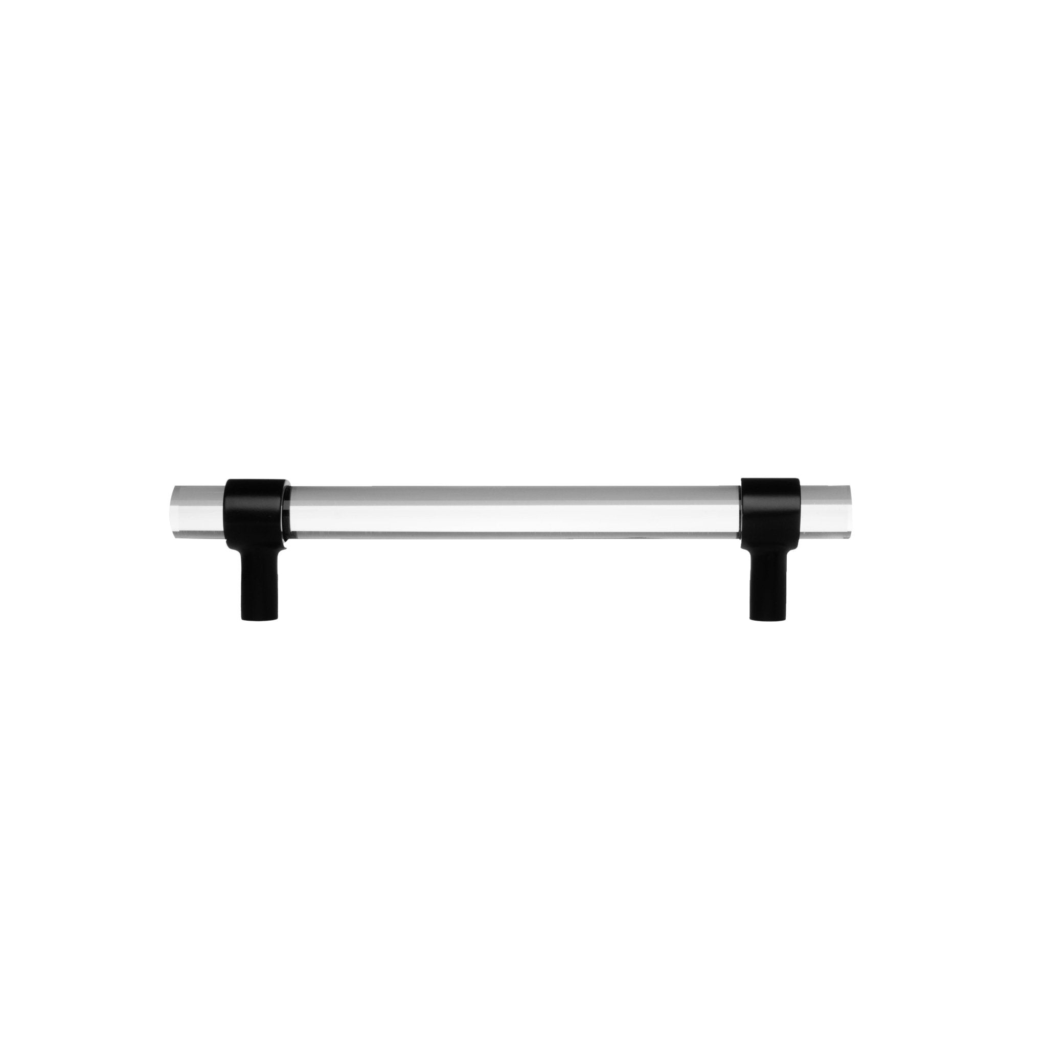 An elegant cabinet bar handle, Petra IV crafted from acrylic in polished black finish, model A-0010 by Mantara, A-0010.