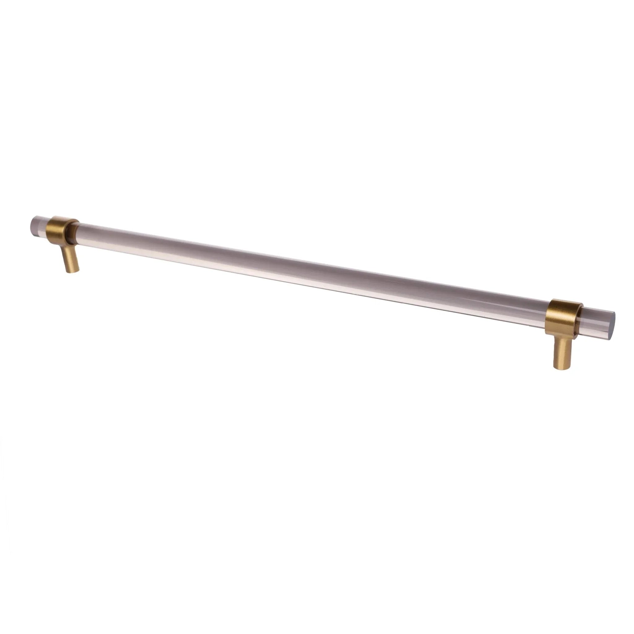 The Mantara A-0011 Petra V Handle is a modern grey acrylic and brass handle with polished finish, perfect for doors, cabinets, and wardrobes.