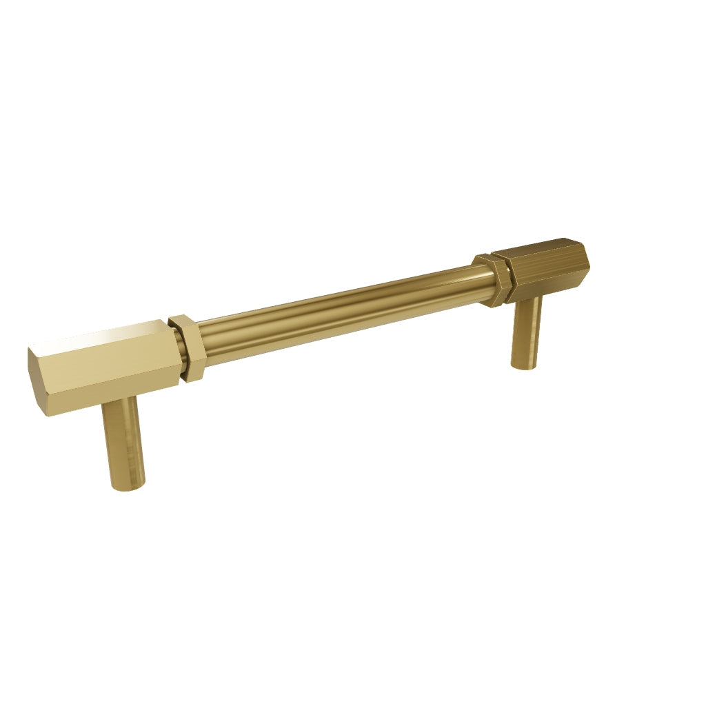 B-0059 Brooklyn solid brass cabinet handle, gold finish, size 162mm with 22mm grip, for kitchen drawers & wardrobes by Mantara