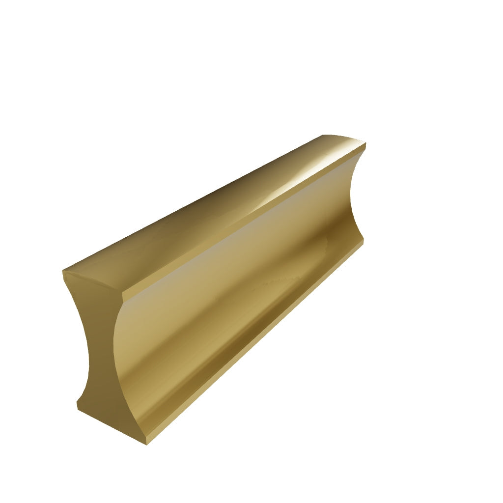 B‑0078 Galactic handle in brushed brass, available in sizes from 32 mm to 400 mm, sleek modern pull for wardrobes, doors, drawers and kitchen cabinets by Mantara.