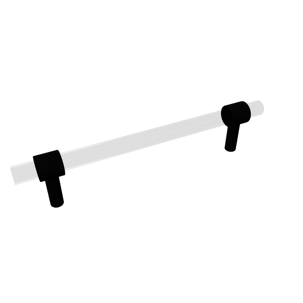 An elegant cabinet bar handle, Petra IV crafted from acrylic in polished black finish, model A-0010 by Mantara, A-0010.
