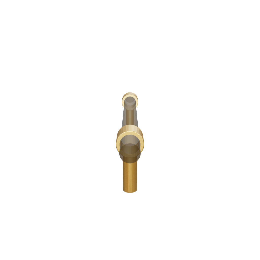 A stylish T-bar cabinet handle, Petra I made of clear acrylic and brushed brass in dark brown finish, model A-0007 by Mantara, A-0007.