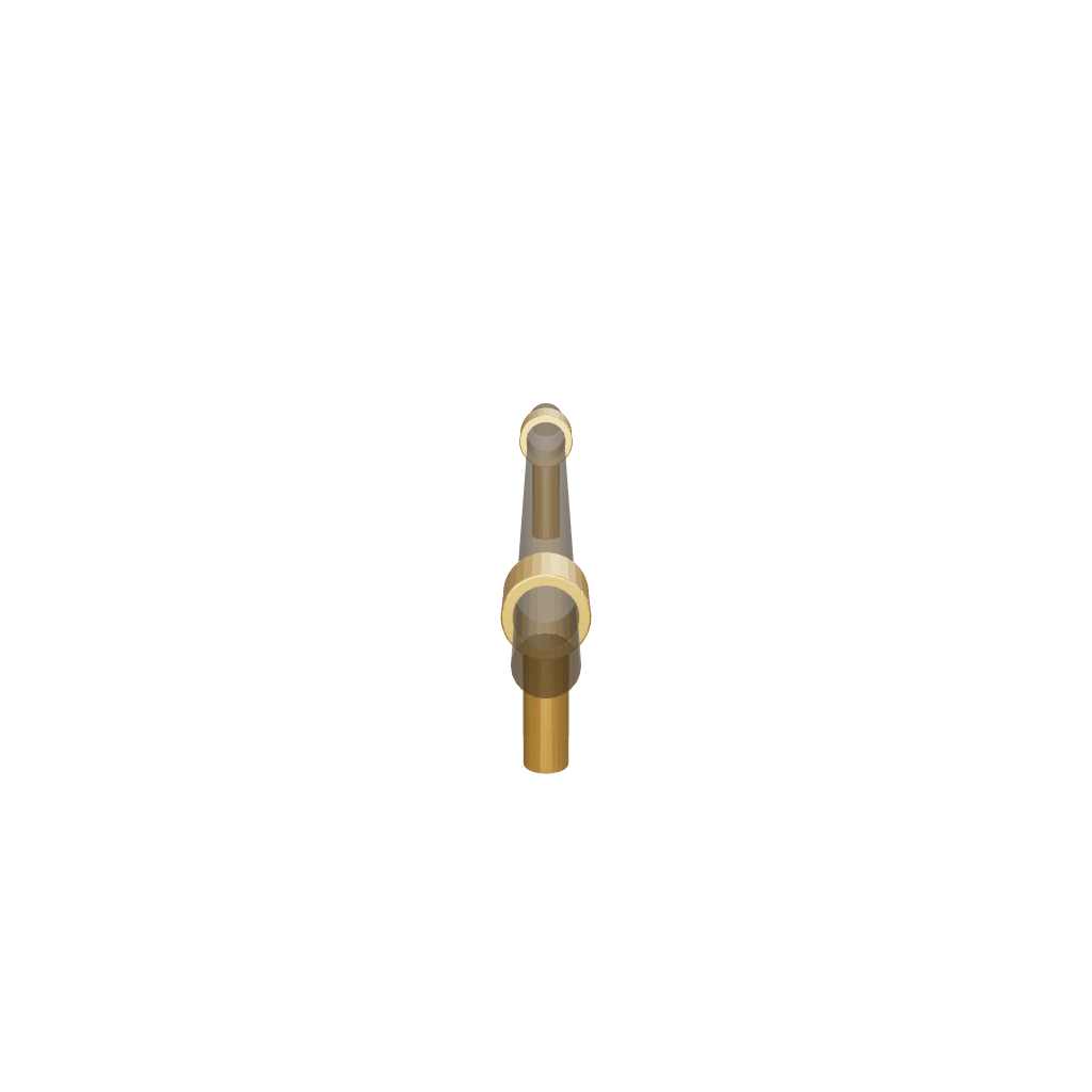A stylish T-bar cabinet handle, Petra I made of clear acrylic and brushed brass in dark brown finish, model A-0007 by Mantara, A-0007.