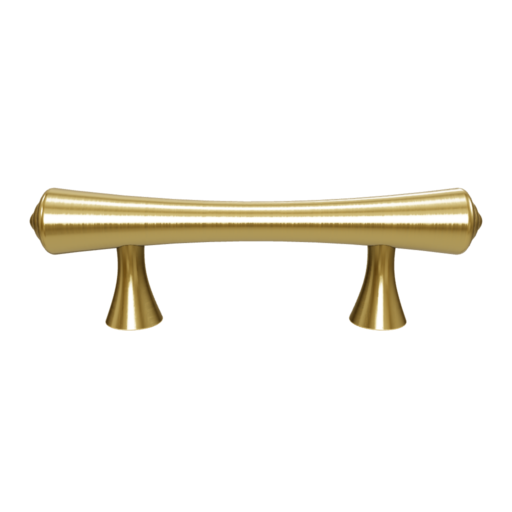 B‑0068 Raphael modern brass pull handle in brushed gold, available in 50 mm, 115 mm, 170 mm & 188 mm lengths, ideal for kitchen cabinets, drawers, wardrobes and bedroom furniture by Mantara.