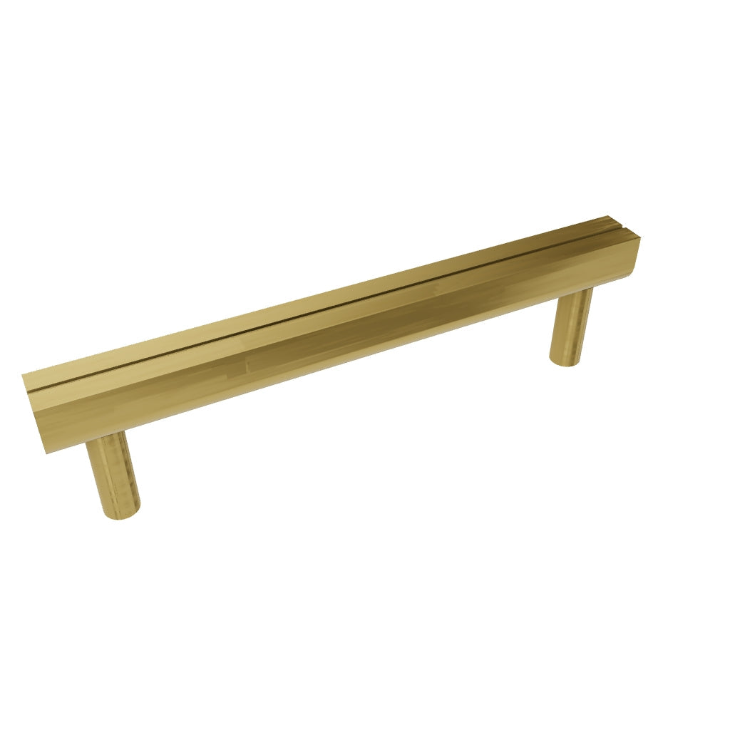 B-0055 Skyline solid brass cabinet pull handle, brushed gold, sizes 115mm & 245mm, for kitchen drawers & wardrobes by Mantara.