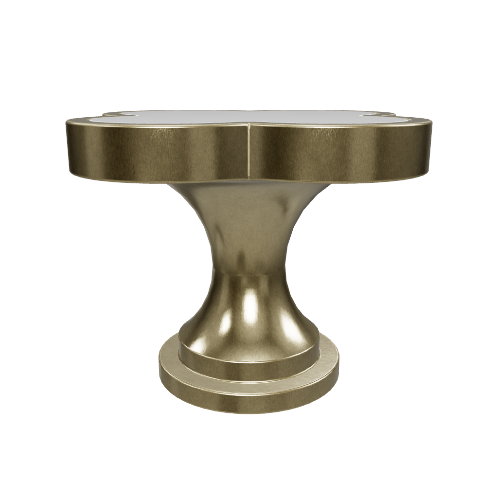 Alhambra knob made of brass and acrylic in Shell White, Dark Green, Yellow Snow, Magic Dark Pink, Magic Shell, Lattice Brass or White finishes, model A-0006 by Mantara, A-0006.
