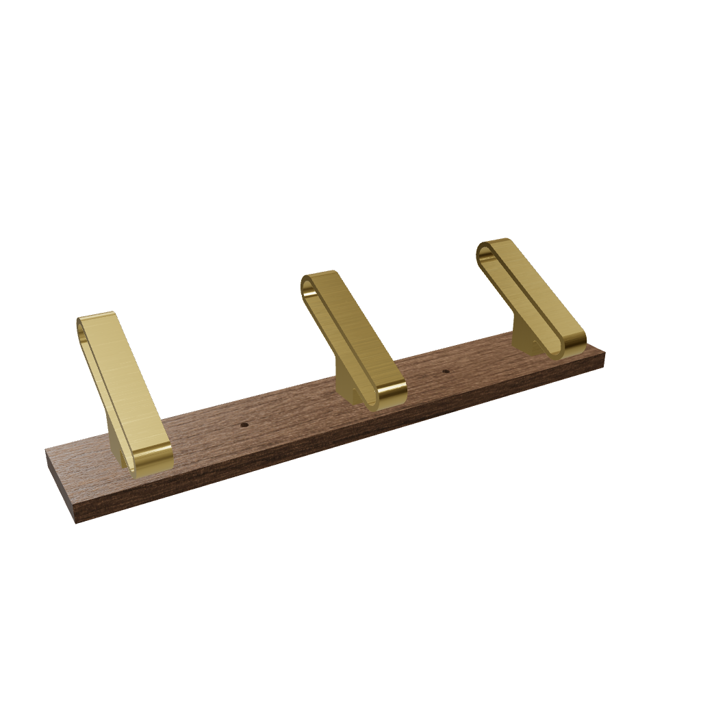 Plush Hook W-0012 in walnut & brushed brass, size 280&610mm, modern storage for all spaces—by Mantara.