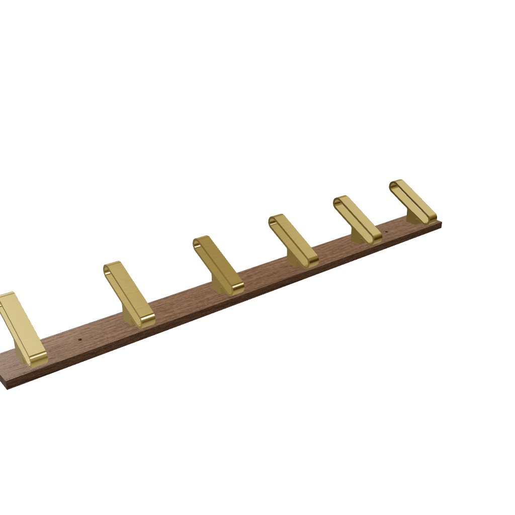 Plush Hook W-0012 in walnut & brushed brass, size 280&610mm, modern storage for all spaces—by Mantara.