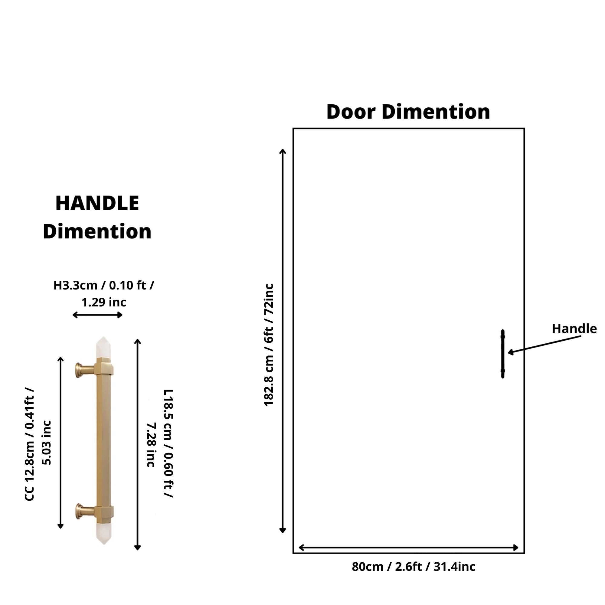 The Mantara C-0015 Quartz Handle is a modern brass and crystal handle in white, ideal for doors, wardrobes, and cabinets.