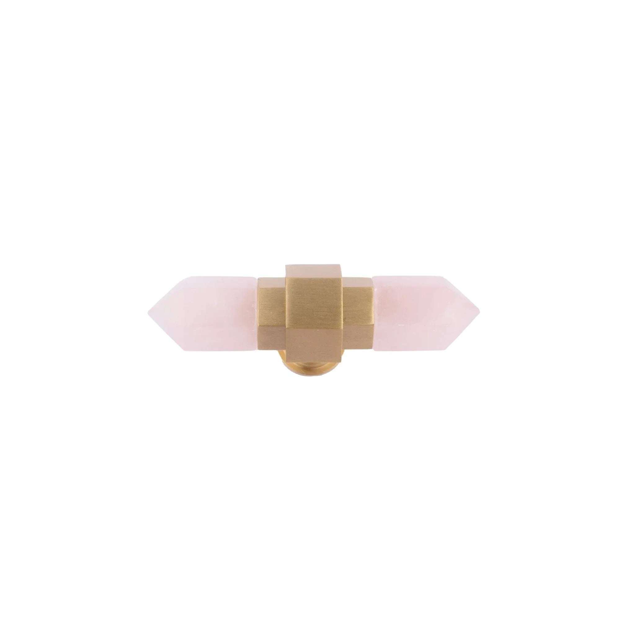 The Mantara C-0015 Quartz Handle is a modern brass and crystal handle in pink, ideal for doors, wardrobes, and cabinets.