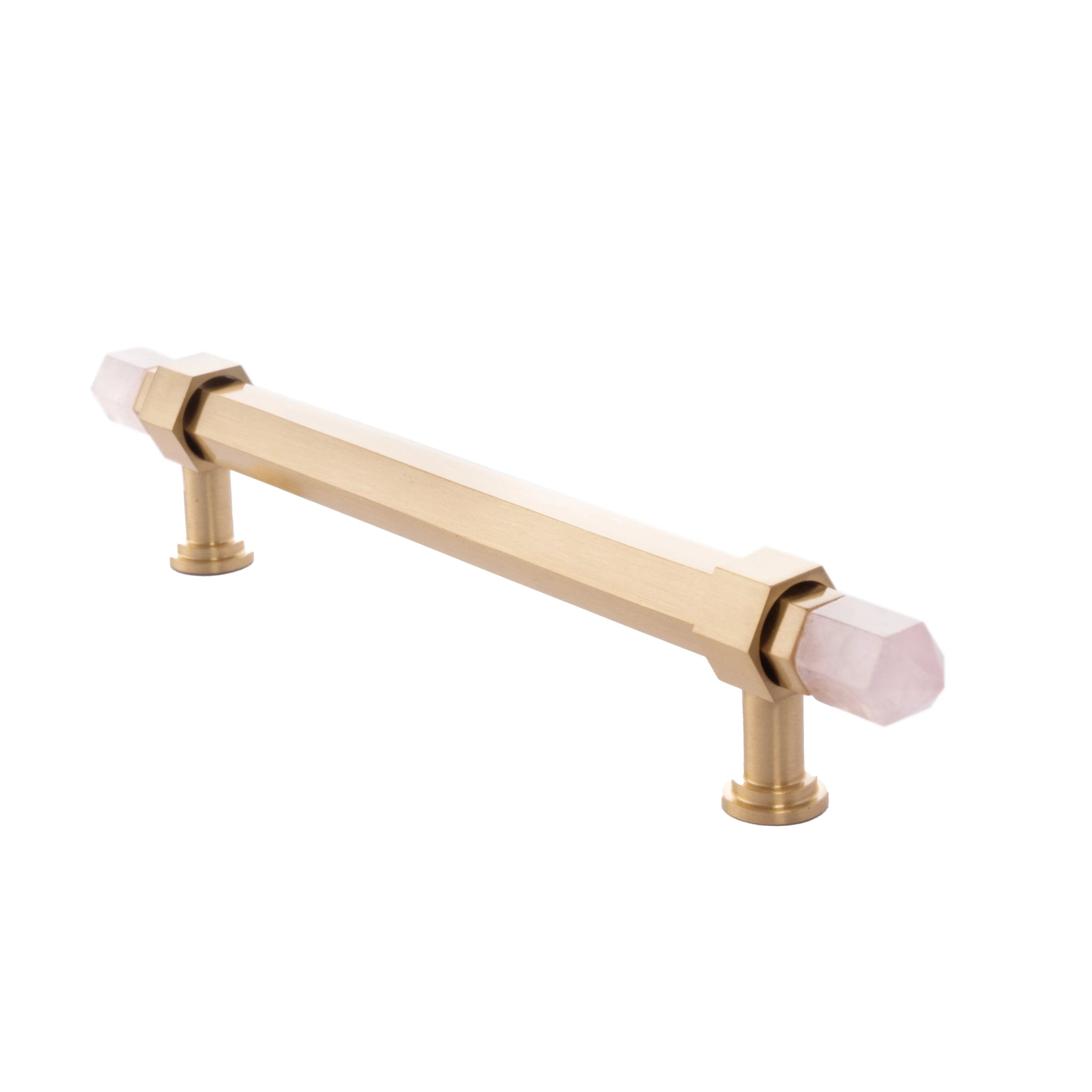 The Mantara C-0015 Quartz Handle is a modern brass and crystal handle in white, ideal for doors, wardrobes, and cabinets.