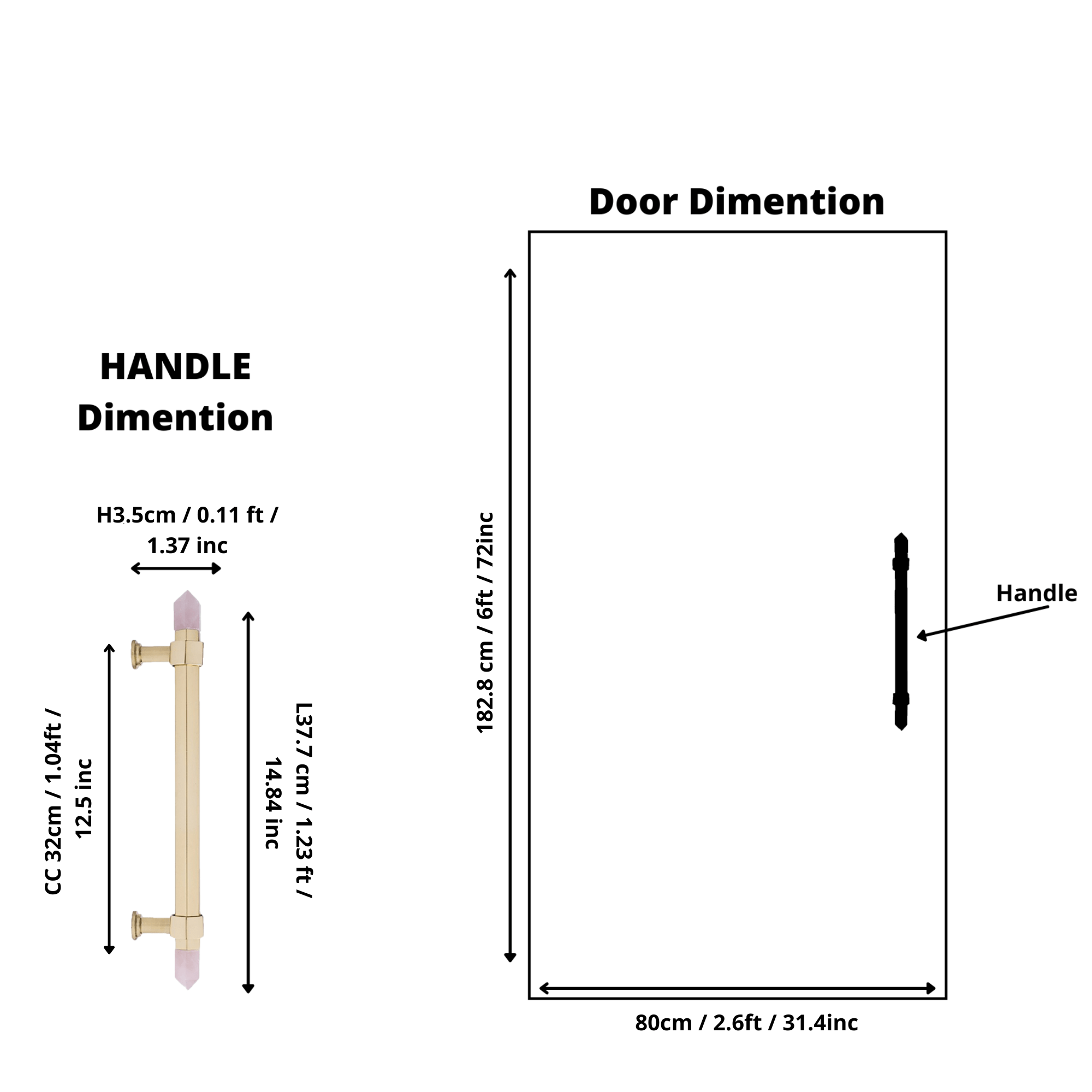 The Mantara C-0015 Quartz Handle is a modern brass and crystal handle in white, ideal for doors, wardrobes, and cabinets.