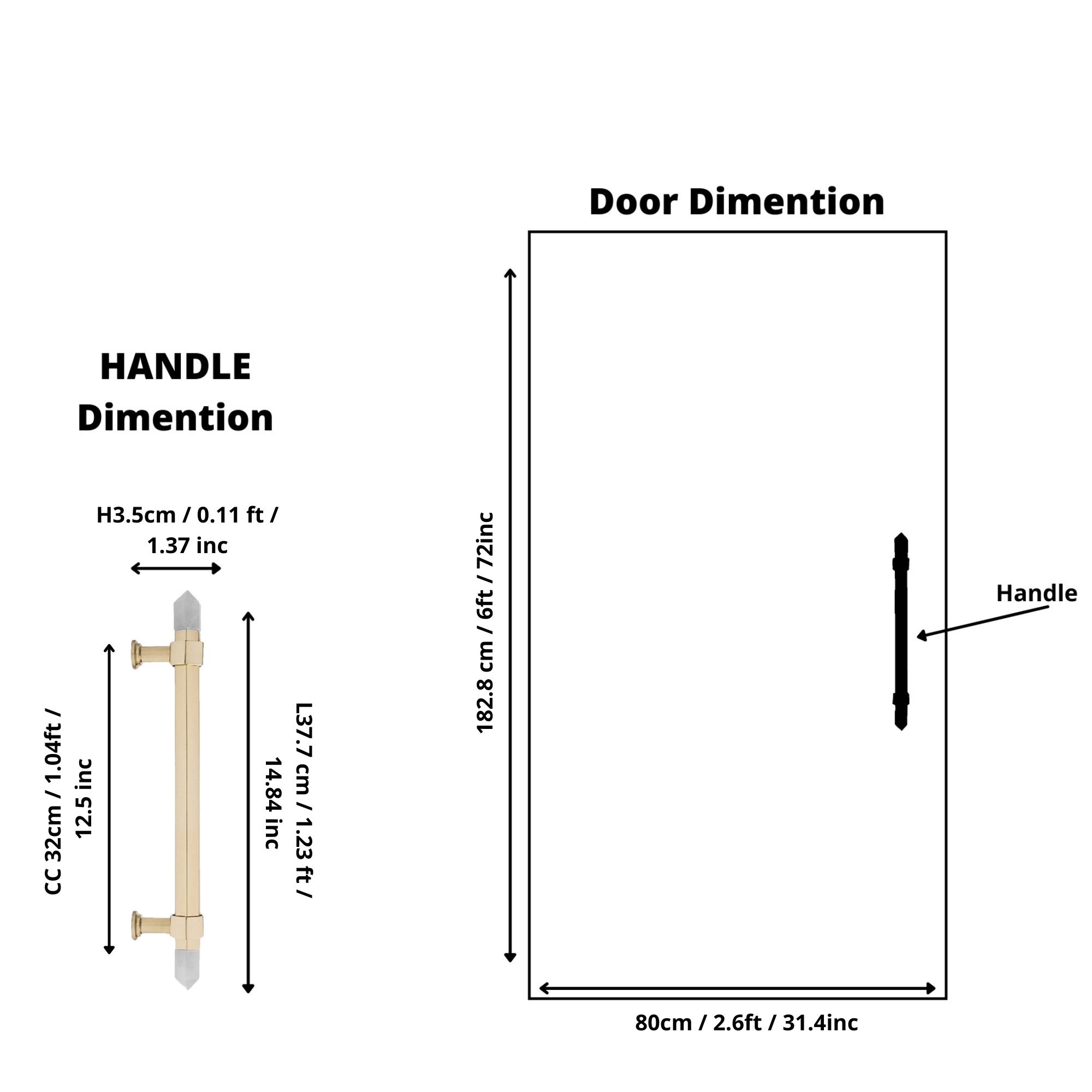 The Mantara C-0015 Quartz Handle is a modern brass and crystal handle in white, ideal for doors, wardrobes, and cabinets.