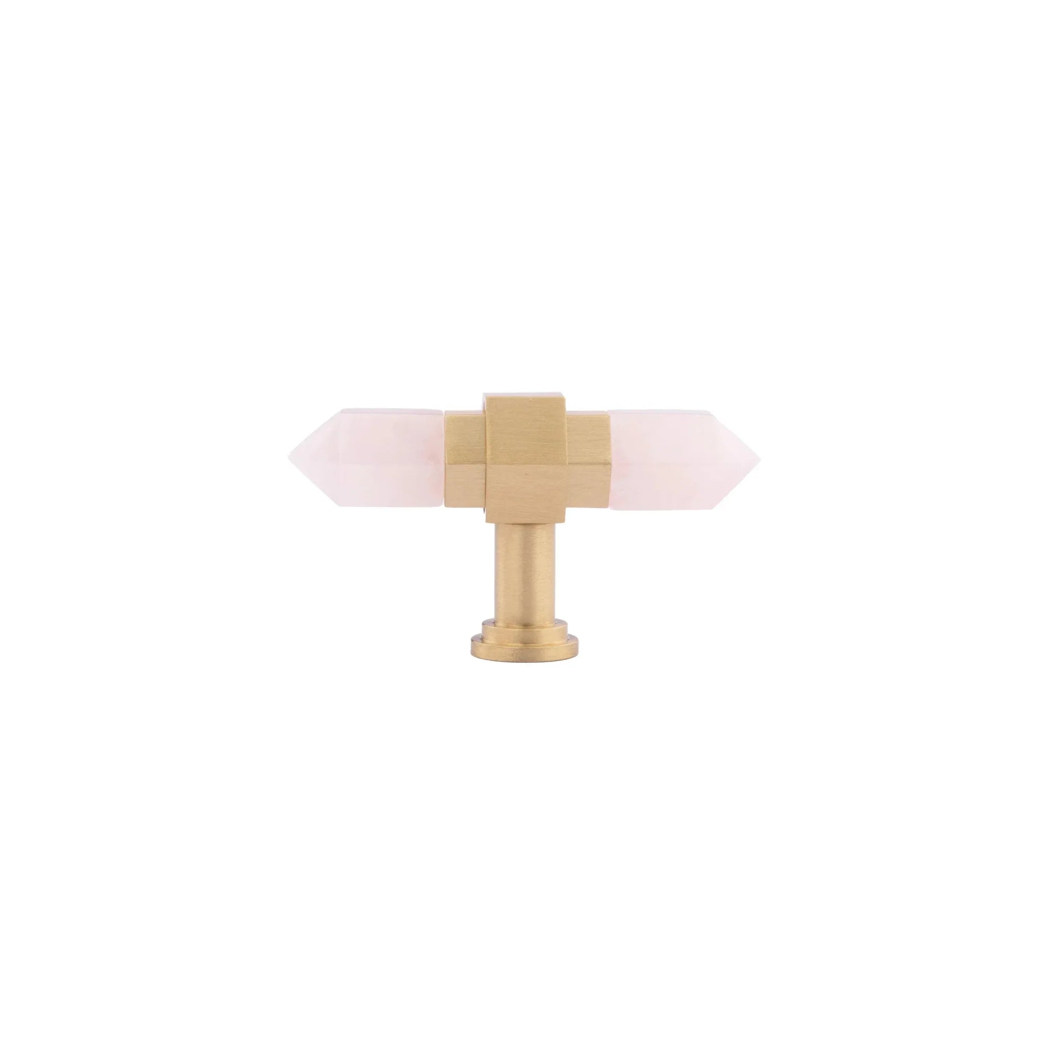 The Mantara C-0015 Quartz Handle is a modern brass and crystal handle in white, ideal for doors, wardrobes, and cabinets.