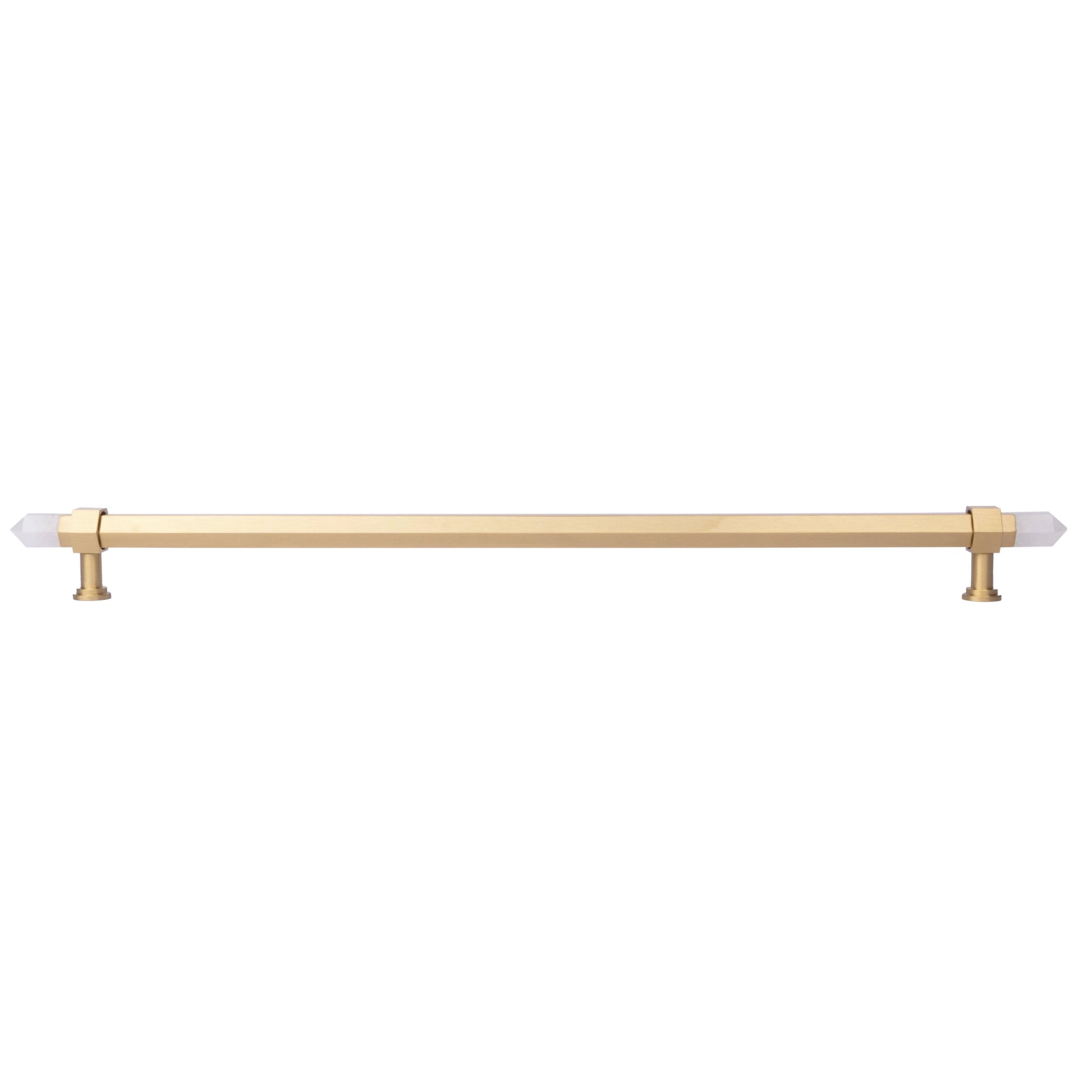 The Mantara C-0015 Quartz Handle is a modern brass and crystal handle in white, ideal for doors, wardrobes, and cabinets.