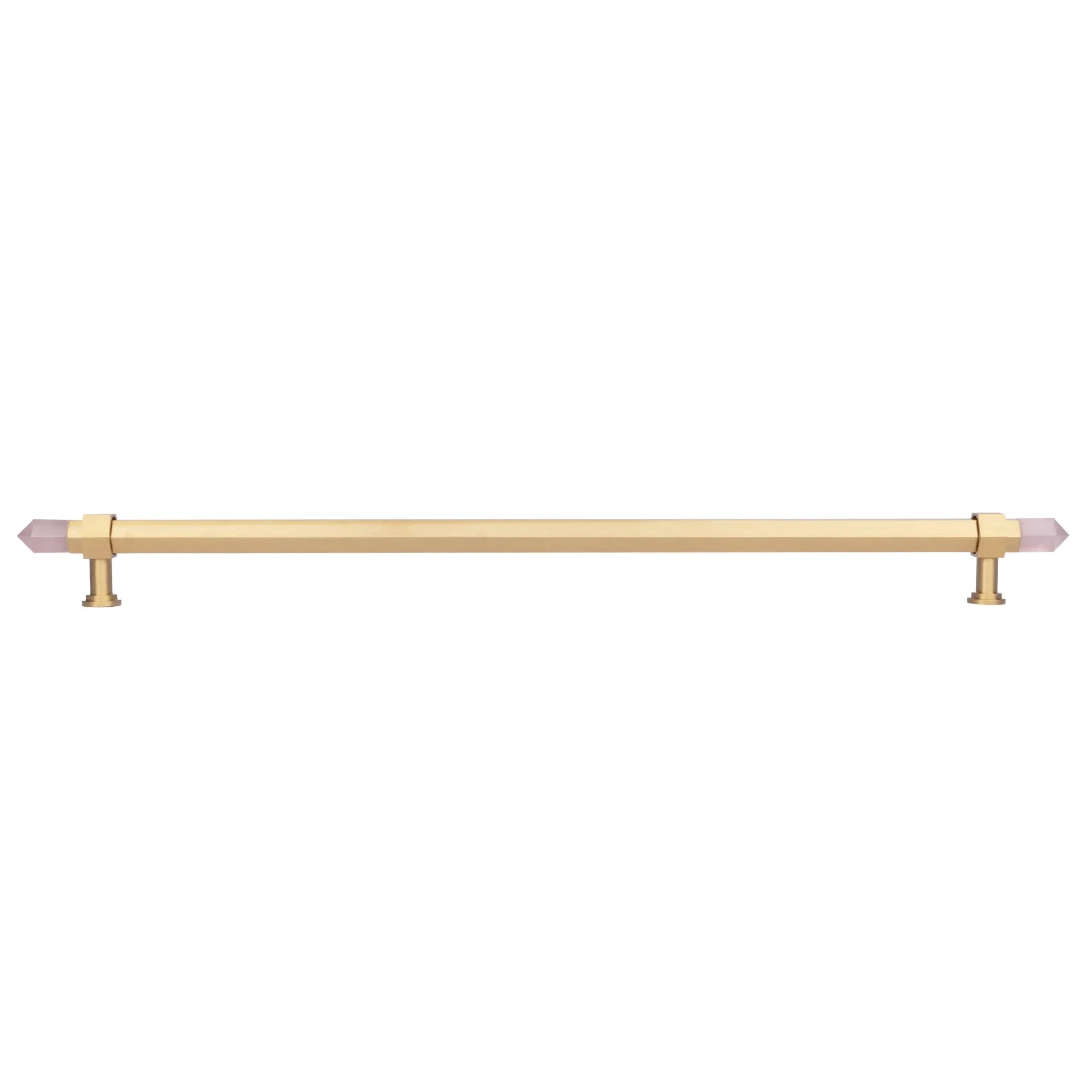 The Mantara C-0015 Quartz Handle is a modern brass and crystal handle in pink, ideal for doors, wardrobes, and cabinets.