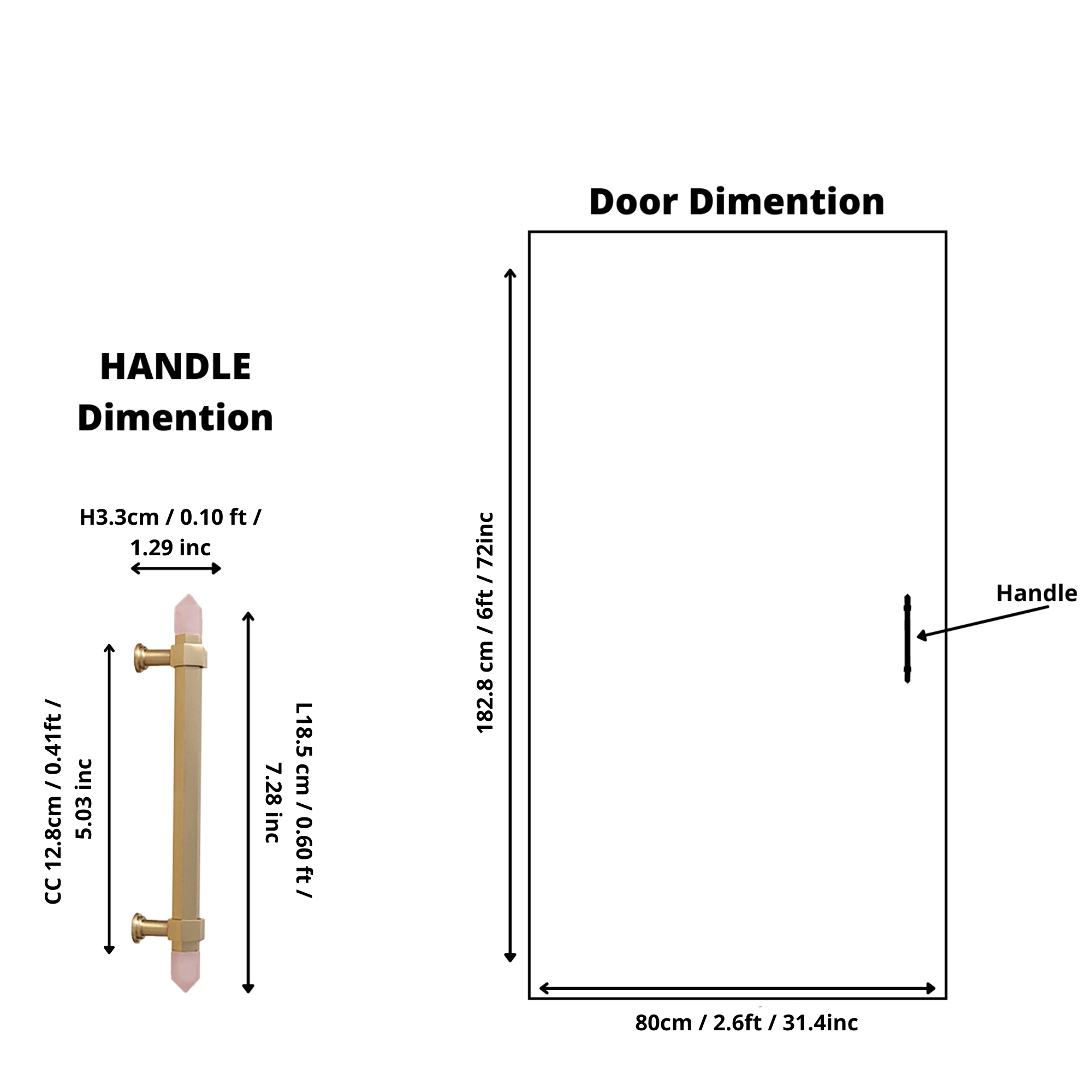 The Mantara C-0015 Quartz Handle is a modern brass and crystal handle in pink, ideal for doors, wardrobes, and cabinets.