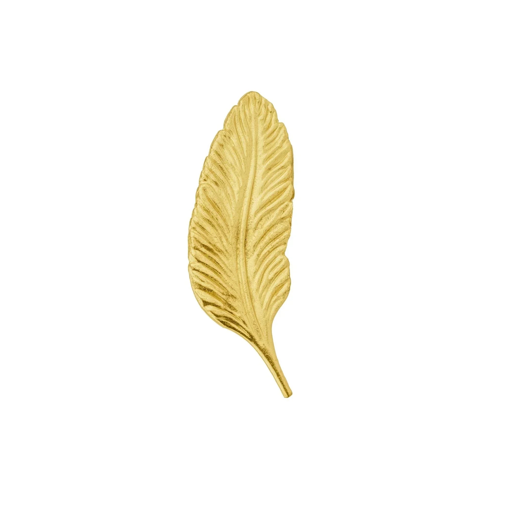 The Mantara B-0008 Quill Knob is a modern solid brass knob in brushed gold, available in left & right designs for wardrobes, doors, and cabinets.