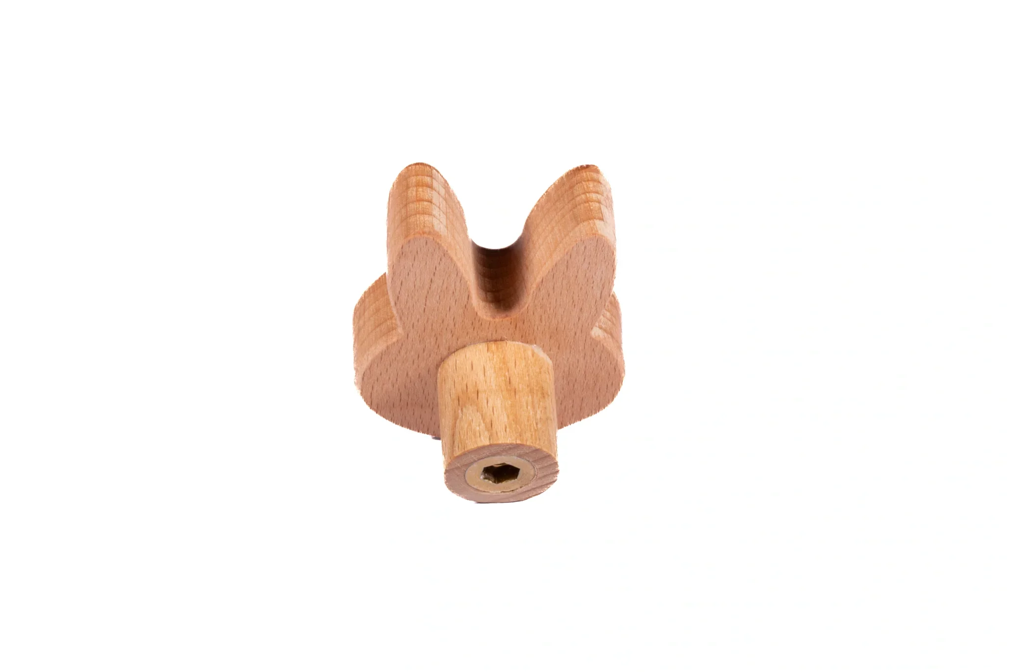 Mantara Rabbit Knob W-0024 is a modern beige wooden knob/hook, ideal for kids’ rooms, drawers, and cabinets.