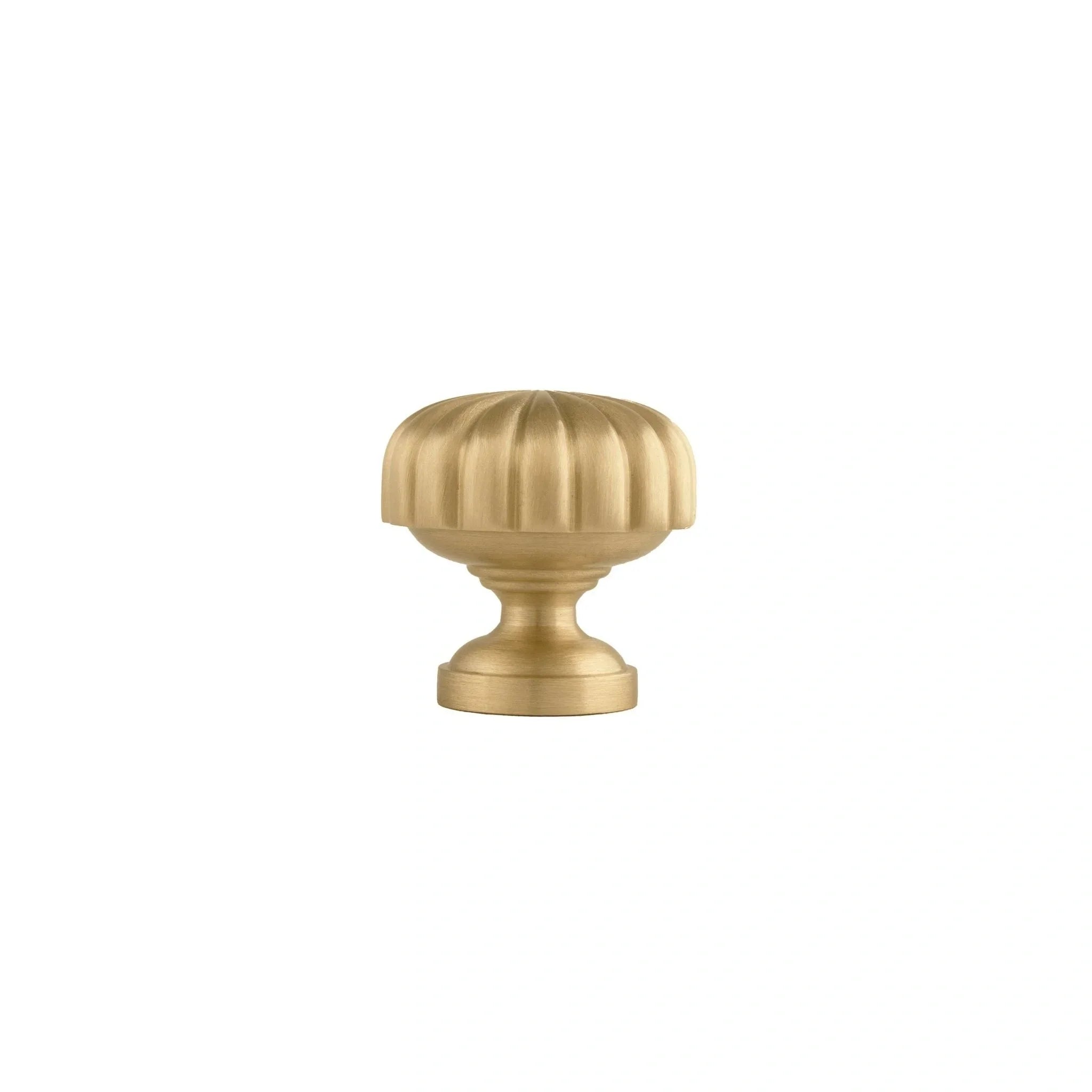 Mantara Radial Knob B-0076 is a modern brass knob in gold with brushed finish, ideal for wardrobes, doors & cabinets.