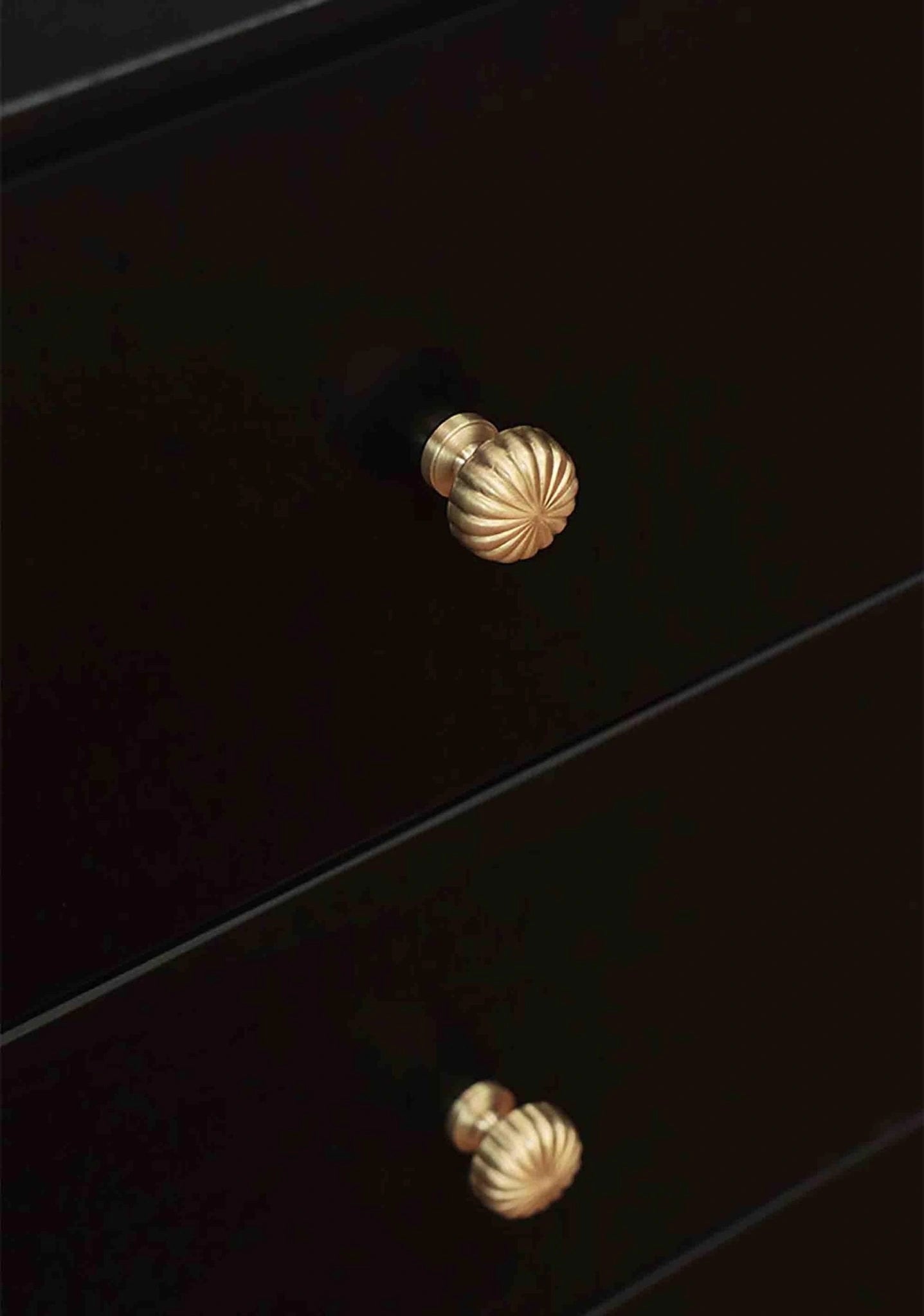Mantara Radial Knob B-0076 is a modern brass knob in gold with brushed finish, ideal for wardrobes, doors & cabinets.