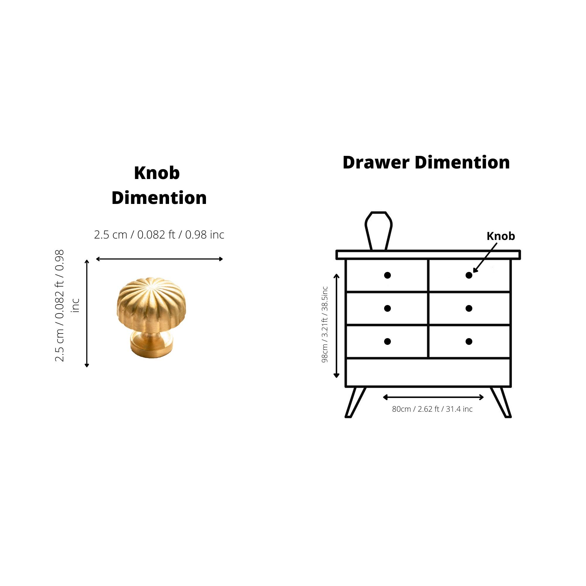 B‑0076 Radial solid brass knob in brushed gold finish, 25 mm diameter, modern style for wardrobes, cabinets, drawers, doors and bathrooms by Mantara.