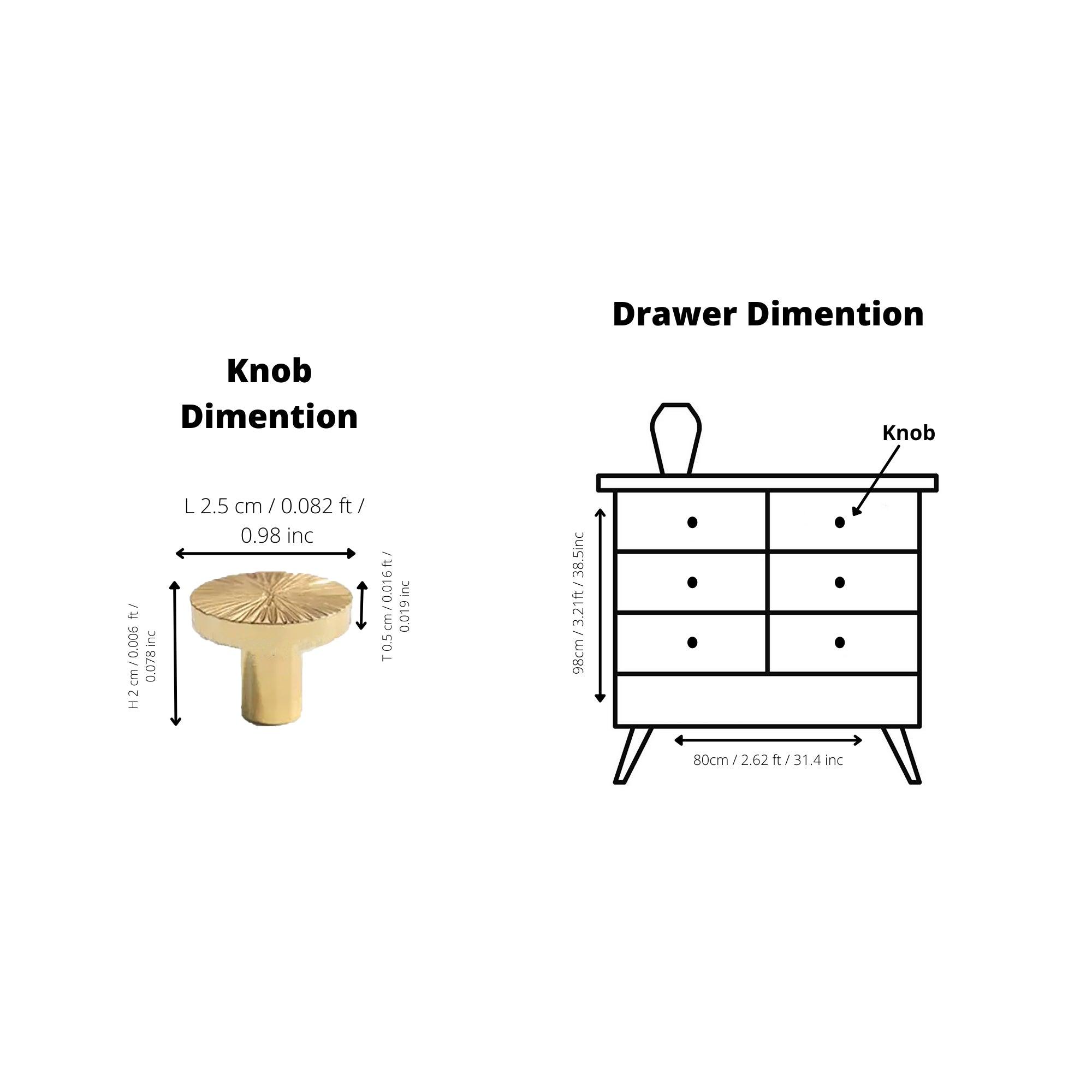 Mantara Radiate Knob B-0103 is a modern polished brass knob in gold, ideal for drawers, cabinets, and furniture.