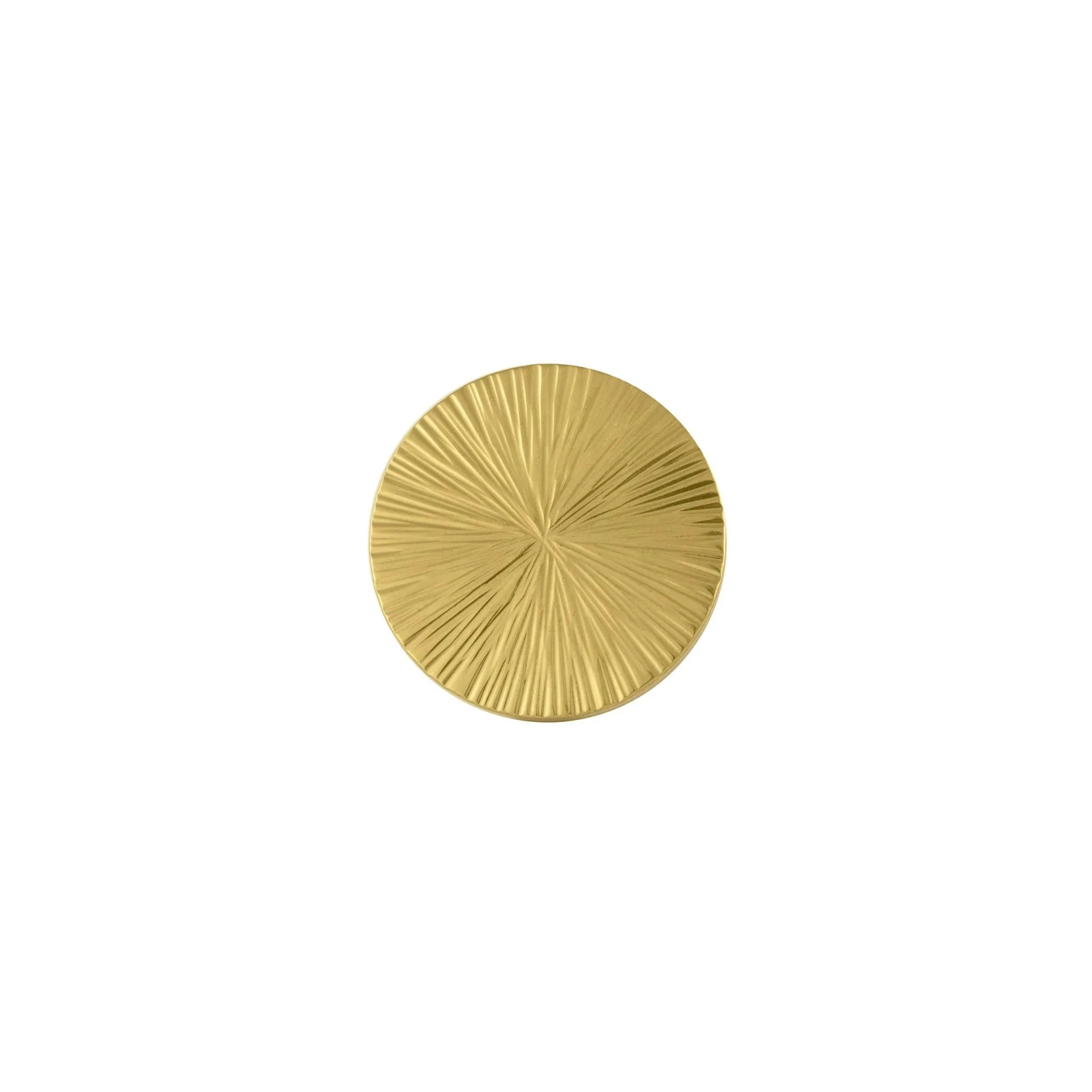 Mantara Radiate Knob B-0103 is a modern polished brass knob in gold, ideal for drawers, cabinets, and furniture.