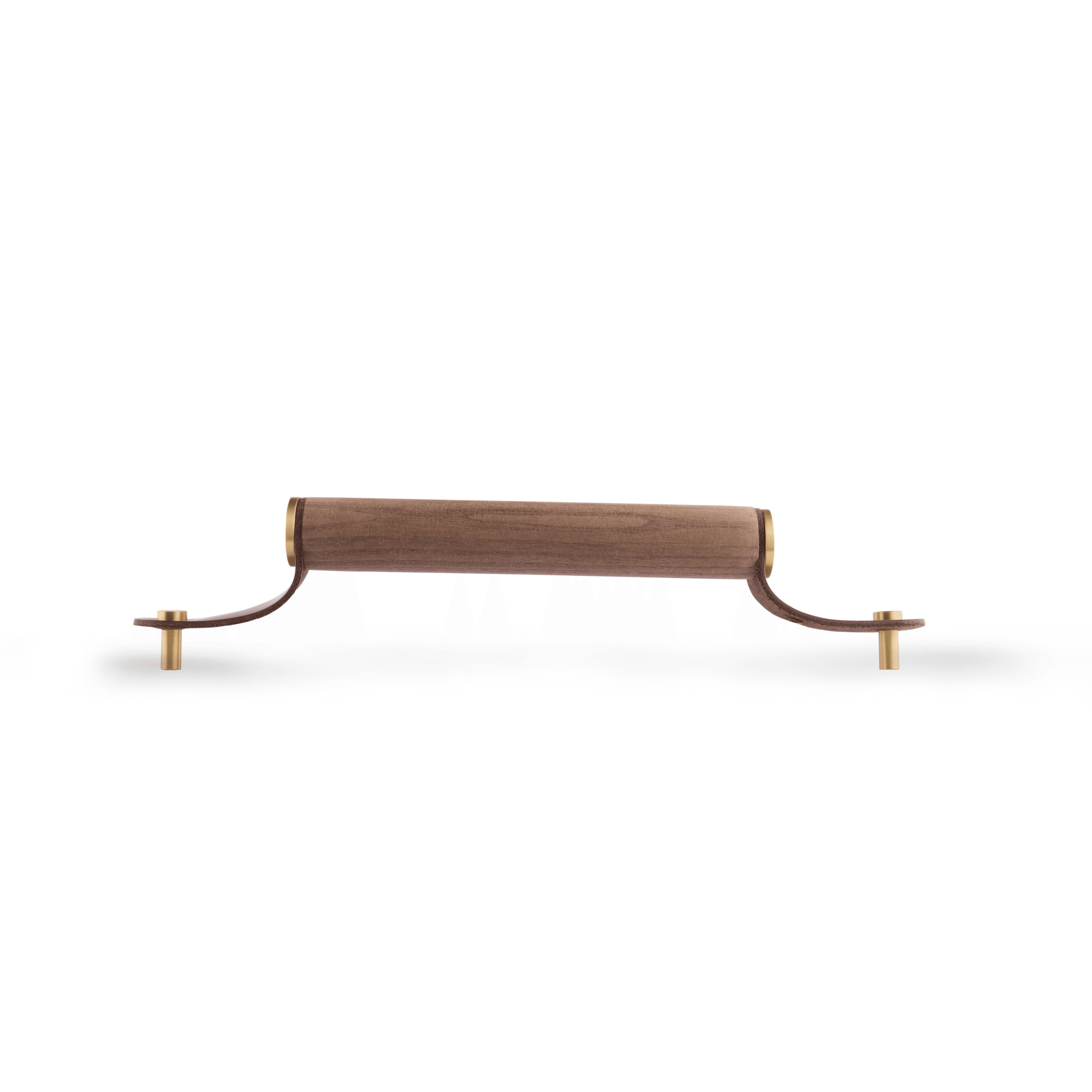 Ranch Handle W-0006 features a brushed brass, leather, and wood combination in a modern design—available in 120mm sizes, ideal for wardrobes, main doors, and furniture by Mantara.