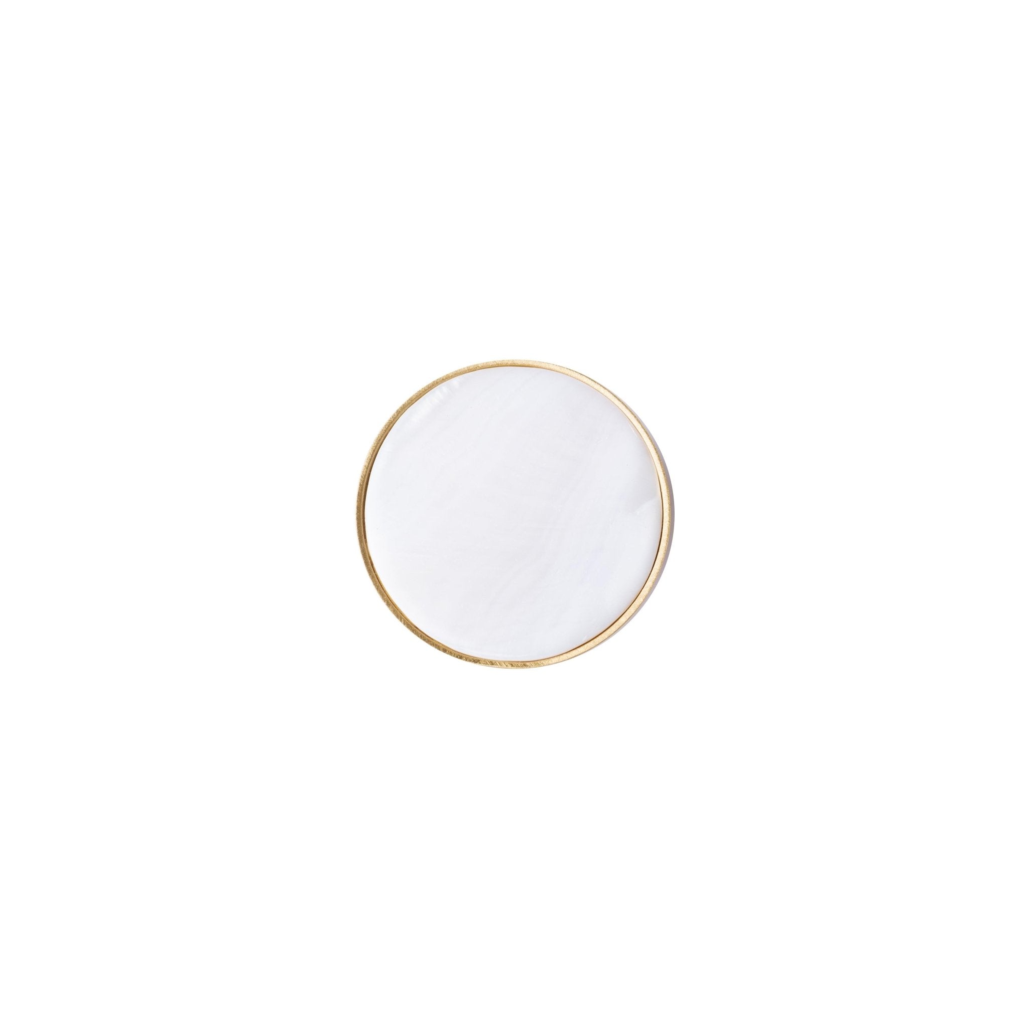 Regal Pearl knob B-0005, white shell brass, Dia37mm H25mm, polished finish, for furniture & bathrooms by Mantara