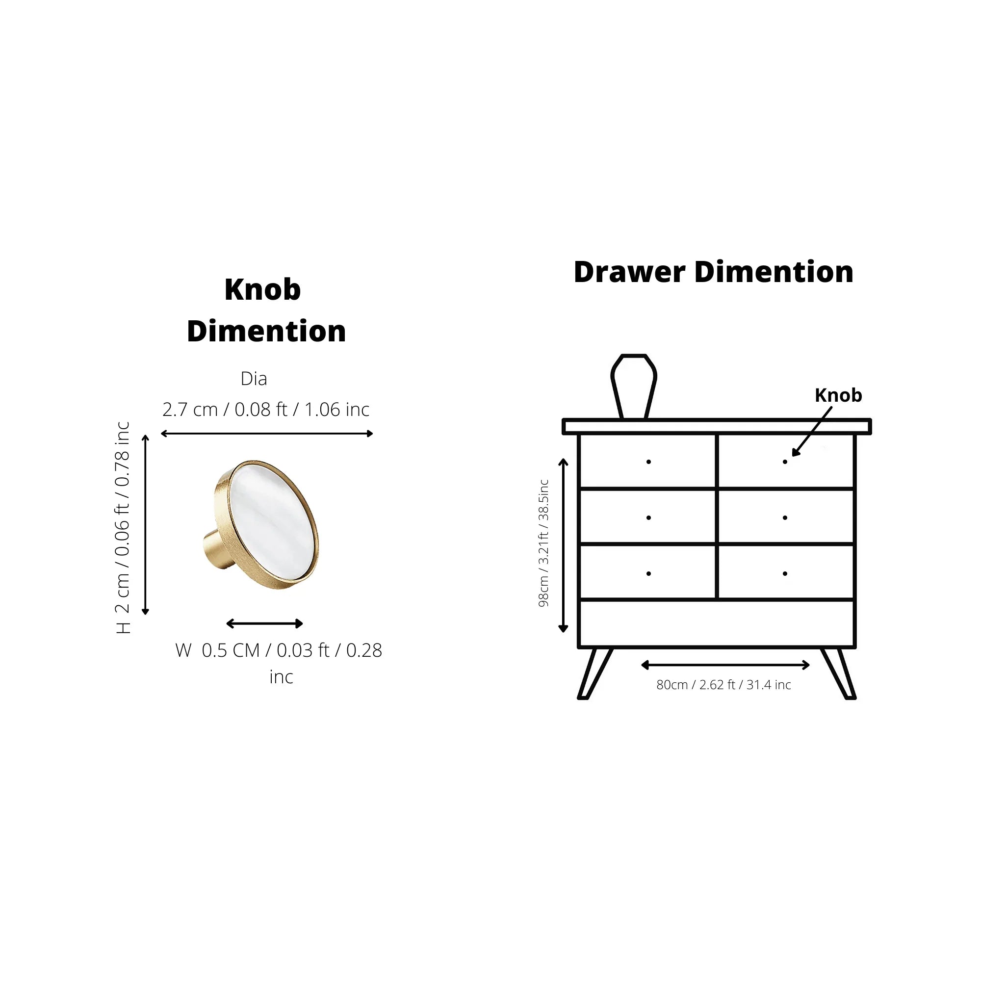Regal pearl knob B-0005 decorative shell and brass knob with handle, white finish, sizes 27mm 32mm 37mm 130mm 162mm 254mm, for cabinets & drawers by Mantara