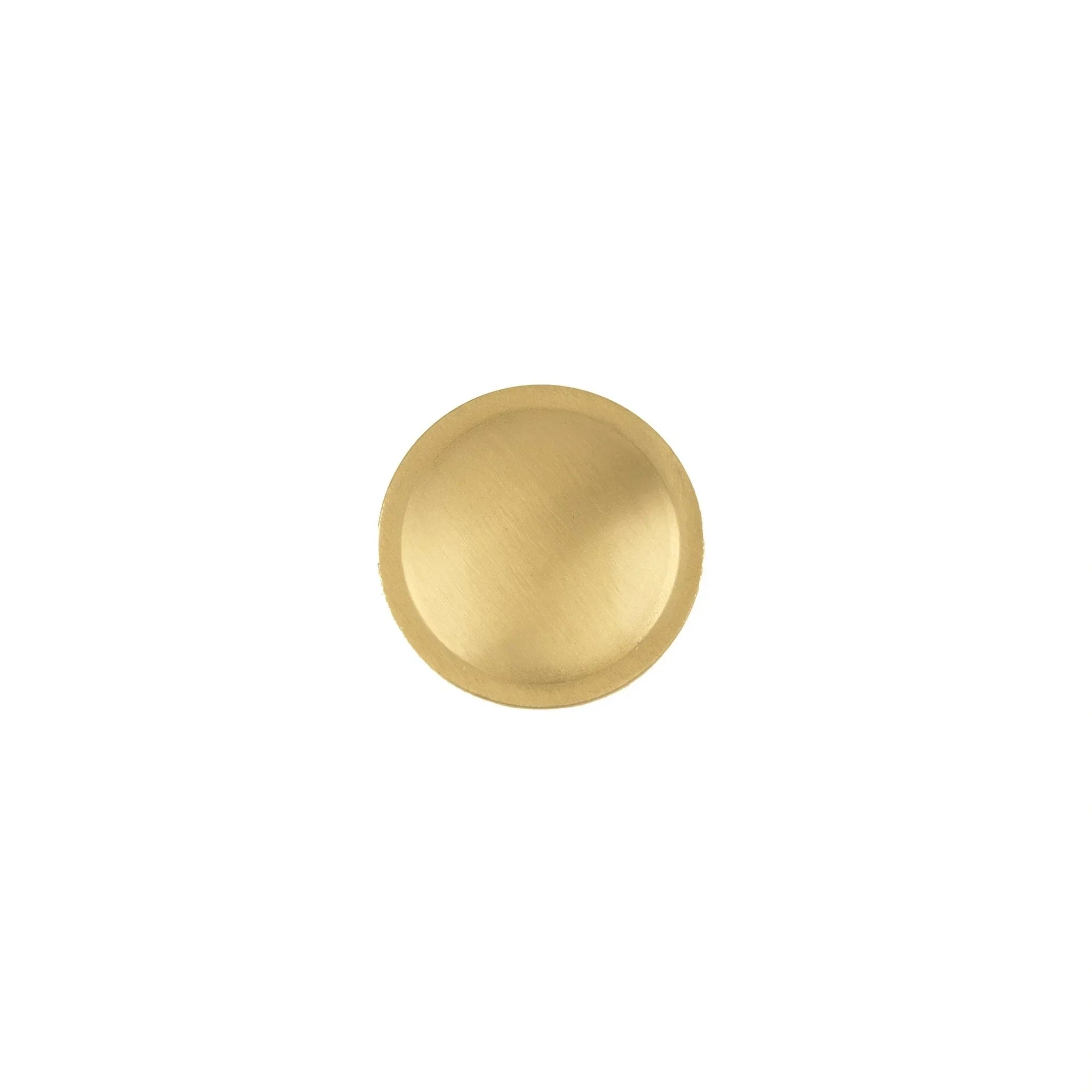 The Mantara B-0007 Regina Knob is a modern satin brass knob in gold, perfect for kitchens, cabinets, drawers, and wardrobes.