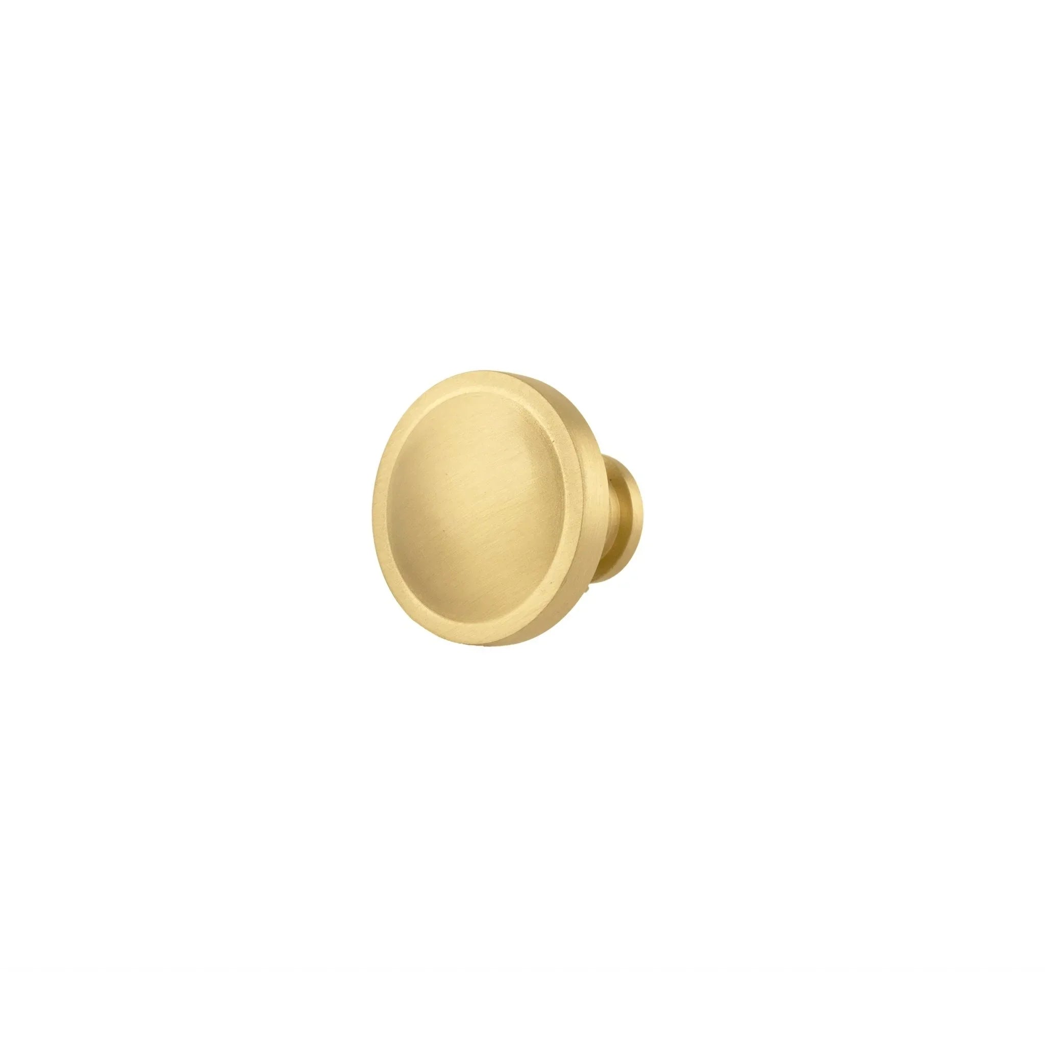 The Mantara B-0007 Regina Knob is a modern satin brass knob in gold, perfect for kitchens, cabinets, drawers, and wardrobes.