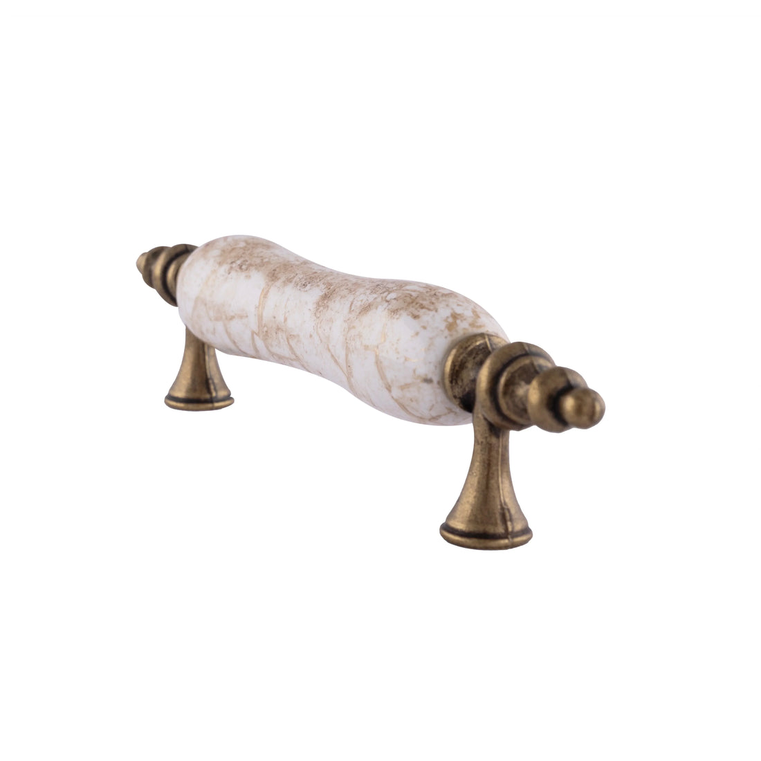The Mantara CR-0006 Renaissance Handle is a modern zinc and ceramic handle in white with a brushed finish, ideal for doors and almirahs.