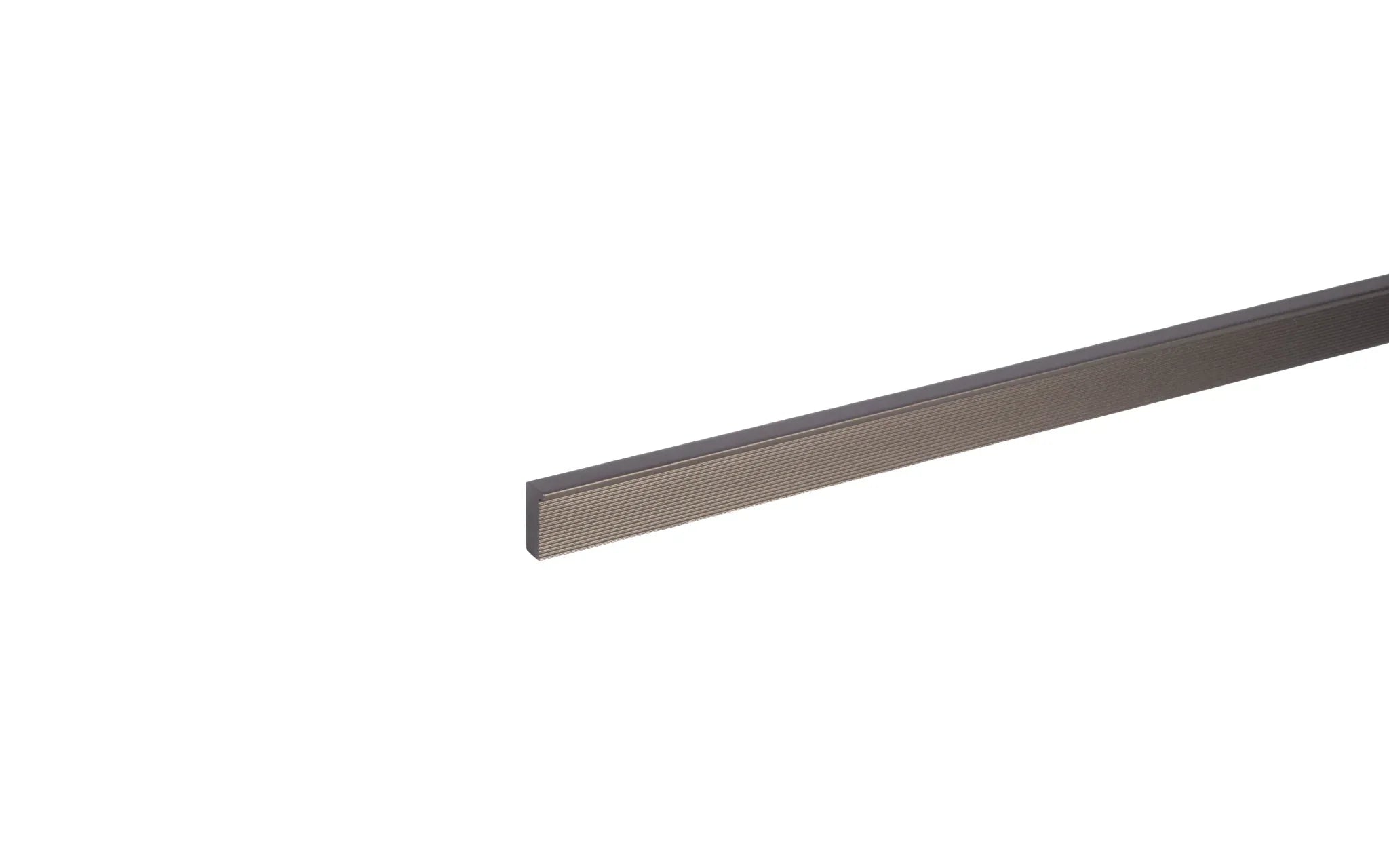 The Mantara AL-0005 Rhea Handle is a modern grey aluminum handle with a brushed finish, perfect for kitchens and cabinets.