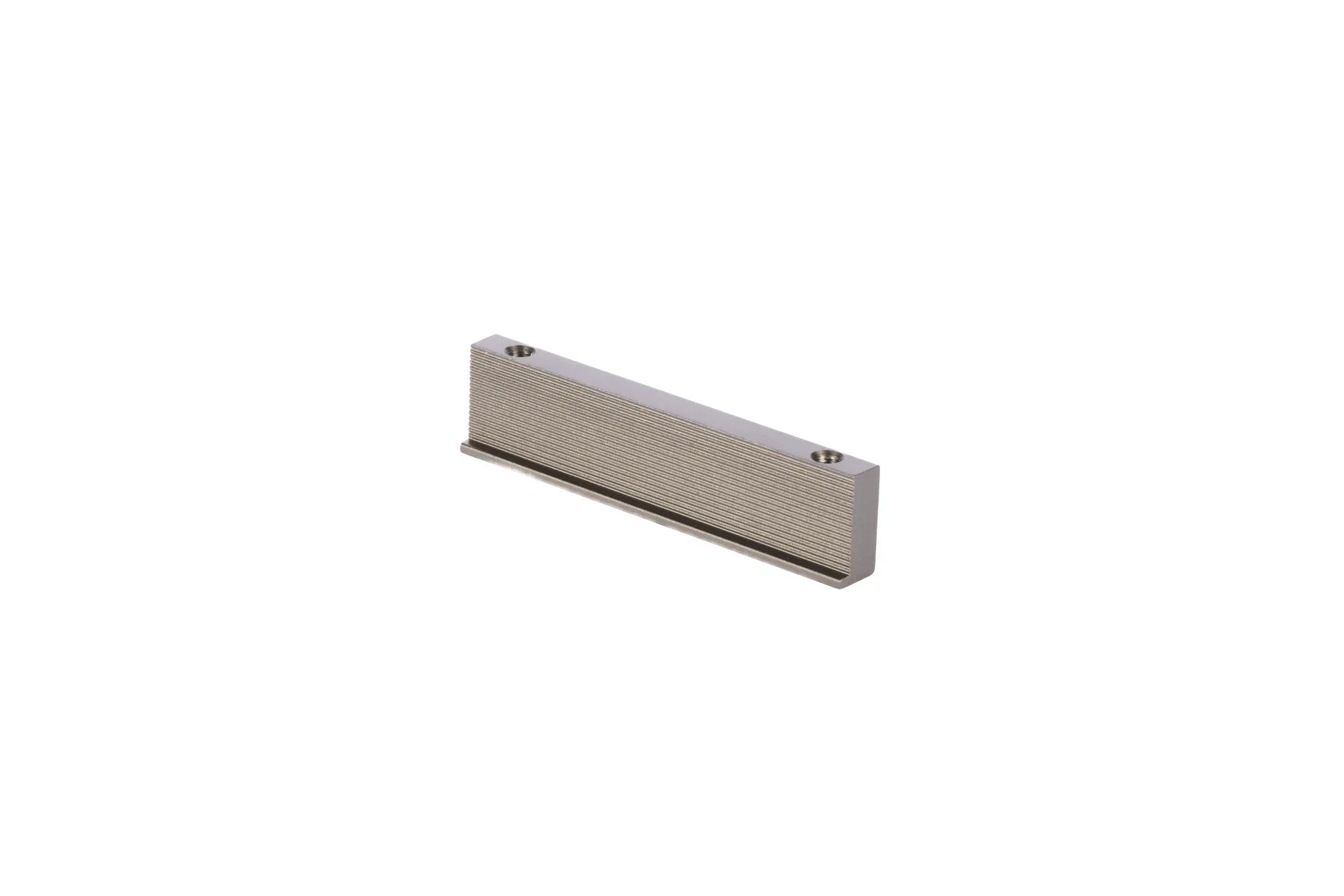 The Mantara AL-0005 Rhea Handle is a modern grey aluminum handle with a brushed finish, perfect for kitchens and cabinets.