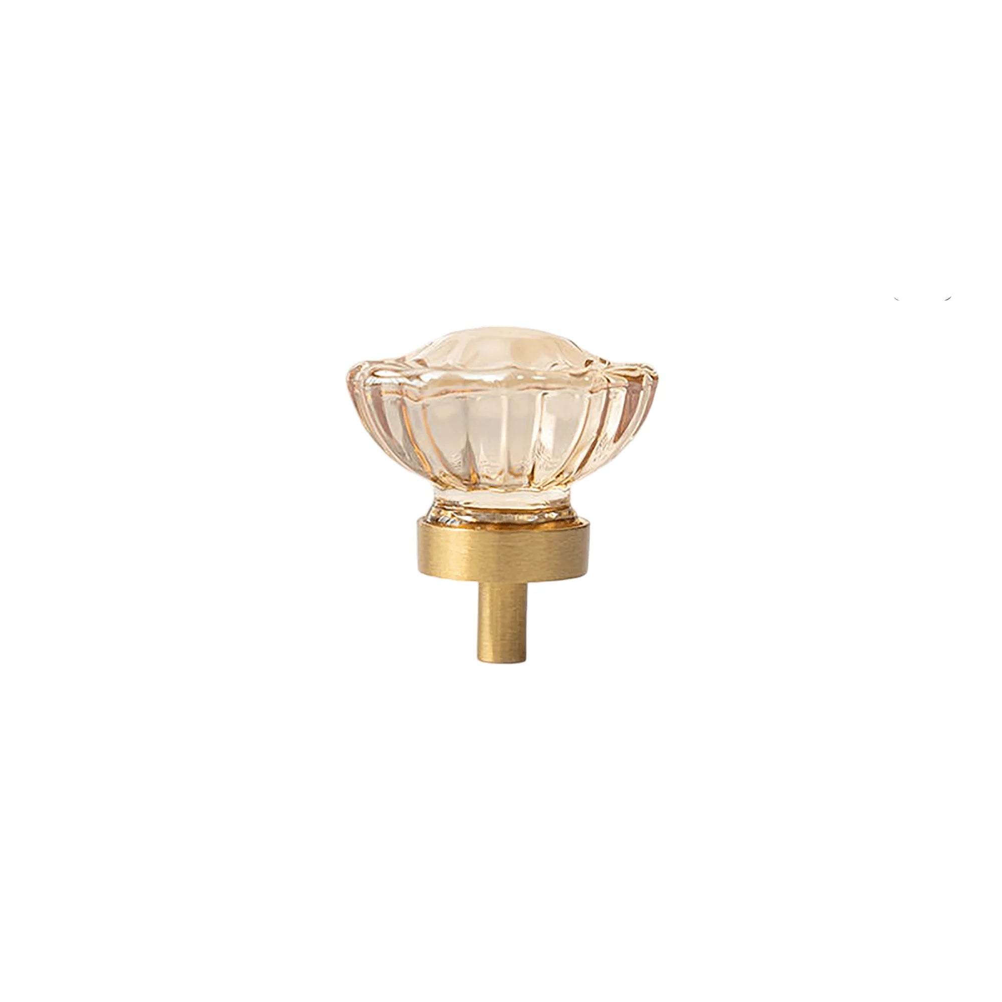 The Mantara C-0018 Ripple Knob is a modern crystal and brass knob in champagne finishes, ideal for kitchens and cabinets.
