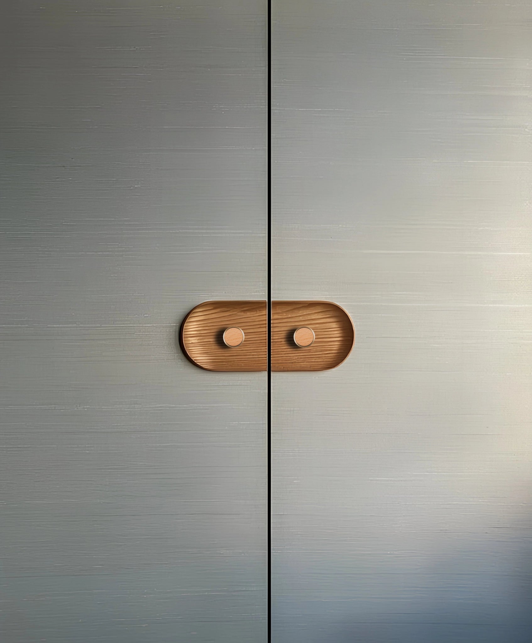 Mantara Rohin Knob W-0050 is a modern beige wood and brass knob, ideal for kitchen drawers, dresser drawers.