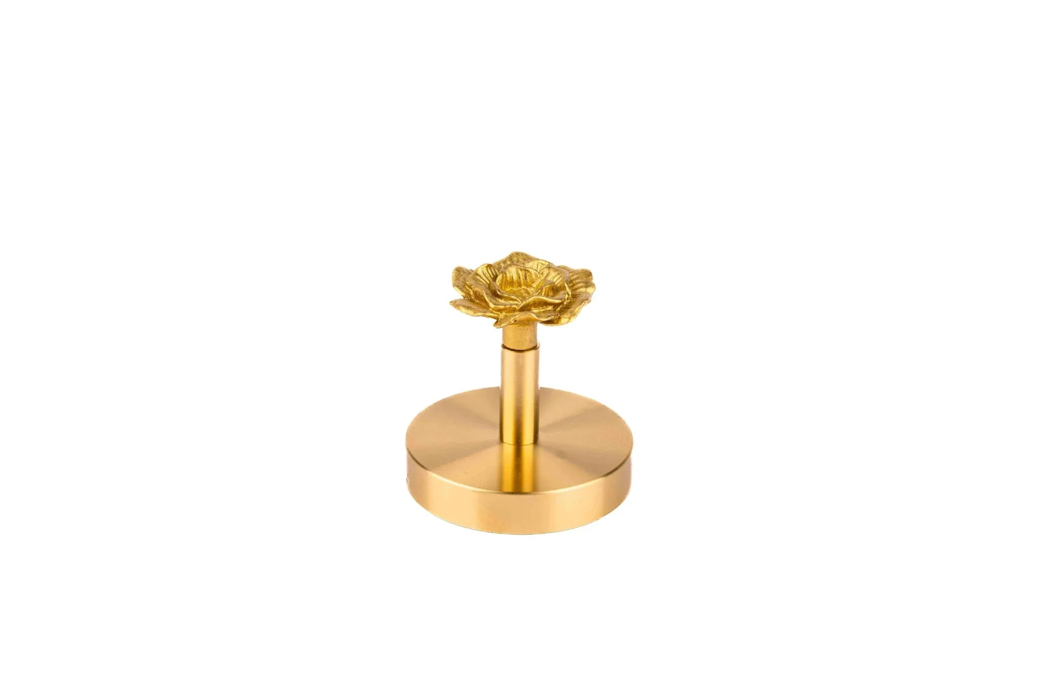 The Rosalia Hook by Mantara B-0117 is a modern brass wall hook in gold with a brushed finish, perfect for kitchens and dressers.